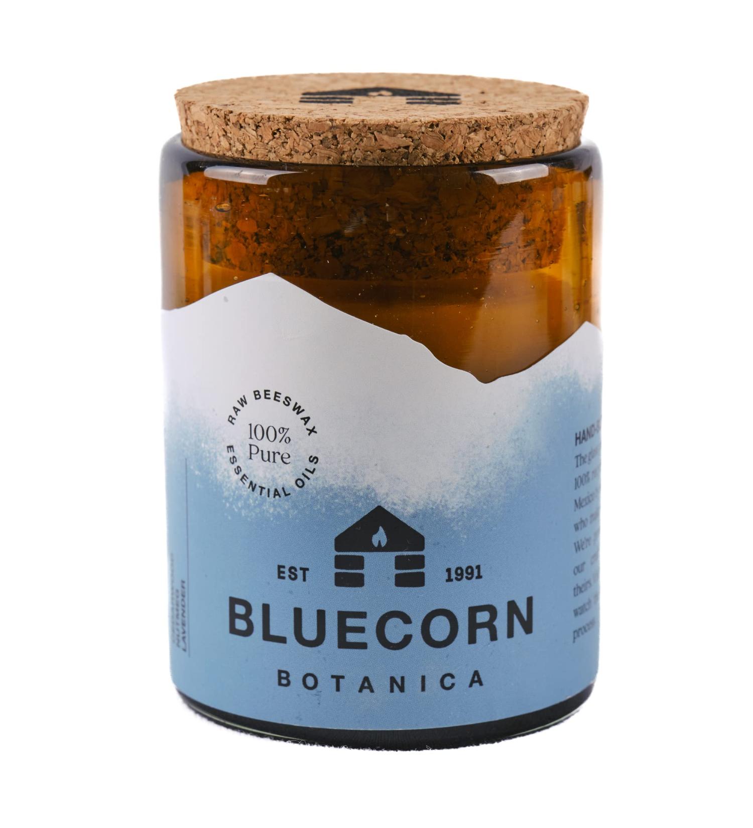 Cedarwood Nutmeg & Lavender Essential Oil Beeswax Candle | Bluecorn Beeswax Botanica | 8 oz Blown Glass Jar - International Shipping Available - Buy Online on GoSupps.com