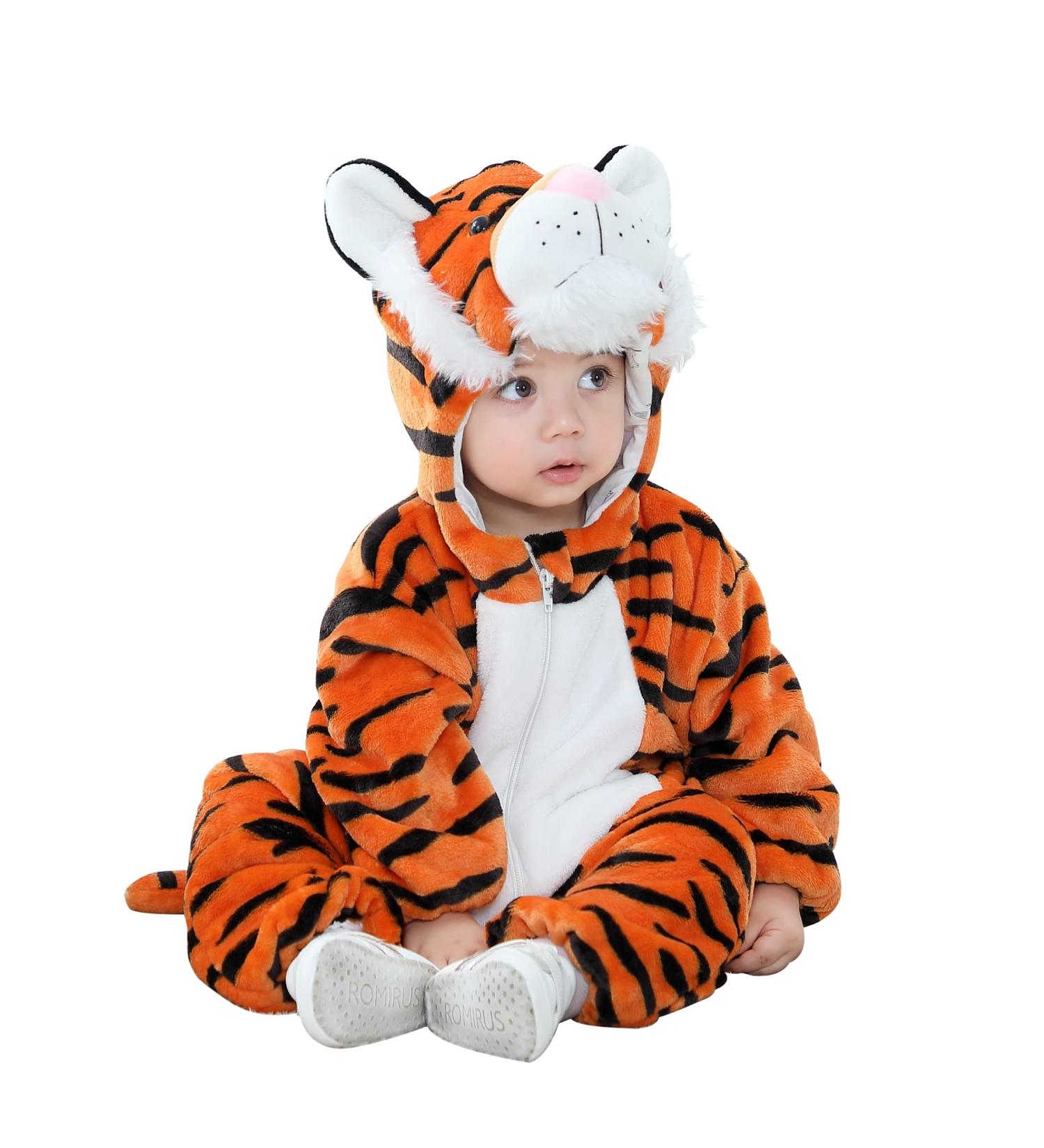 Doladola Baby Hooded Tiger Romper | Newborn to 3.5 Years | Cartoon Animal Loungewear - Buy Online on GoSupps.com
