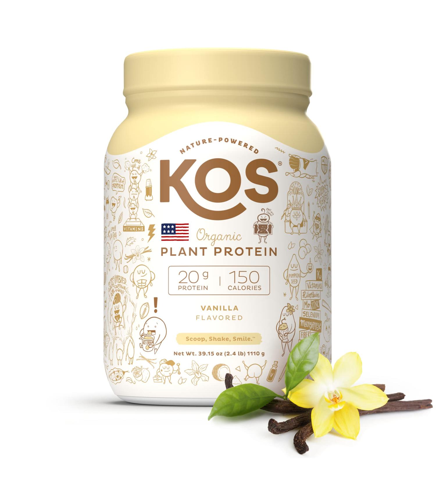 KOS Organic Plant Protein Vanilla 2.4 lb - Vegan Protein Powder for Muscle & Health - Buy Online on GoSupps.com