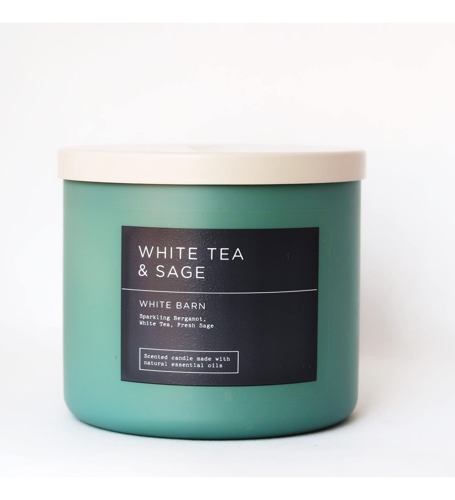 Bath & Body Works White Barn 3-Wick Candle w/Essential Oils - 14.5 oz - 2022 Spring Scents! (White Tea & Sage)