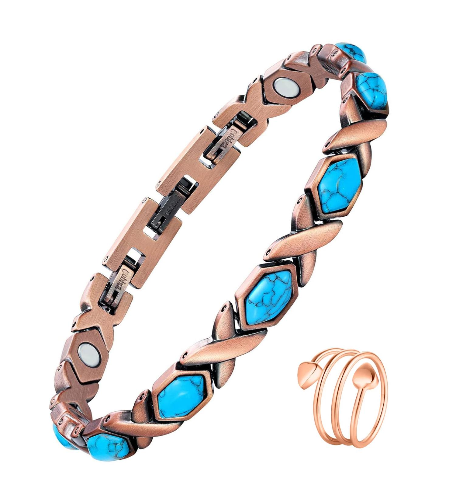 Jecanori Copper Magnetic Bracelets for Women with 3800 Gauss Magnets - Adjustable Size in Gift Box - Buy Online on GoSupps.com