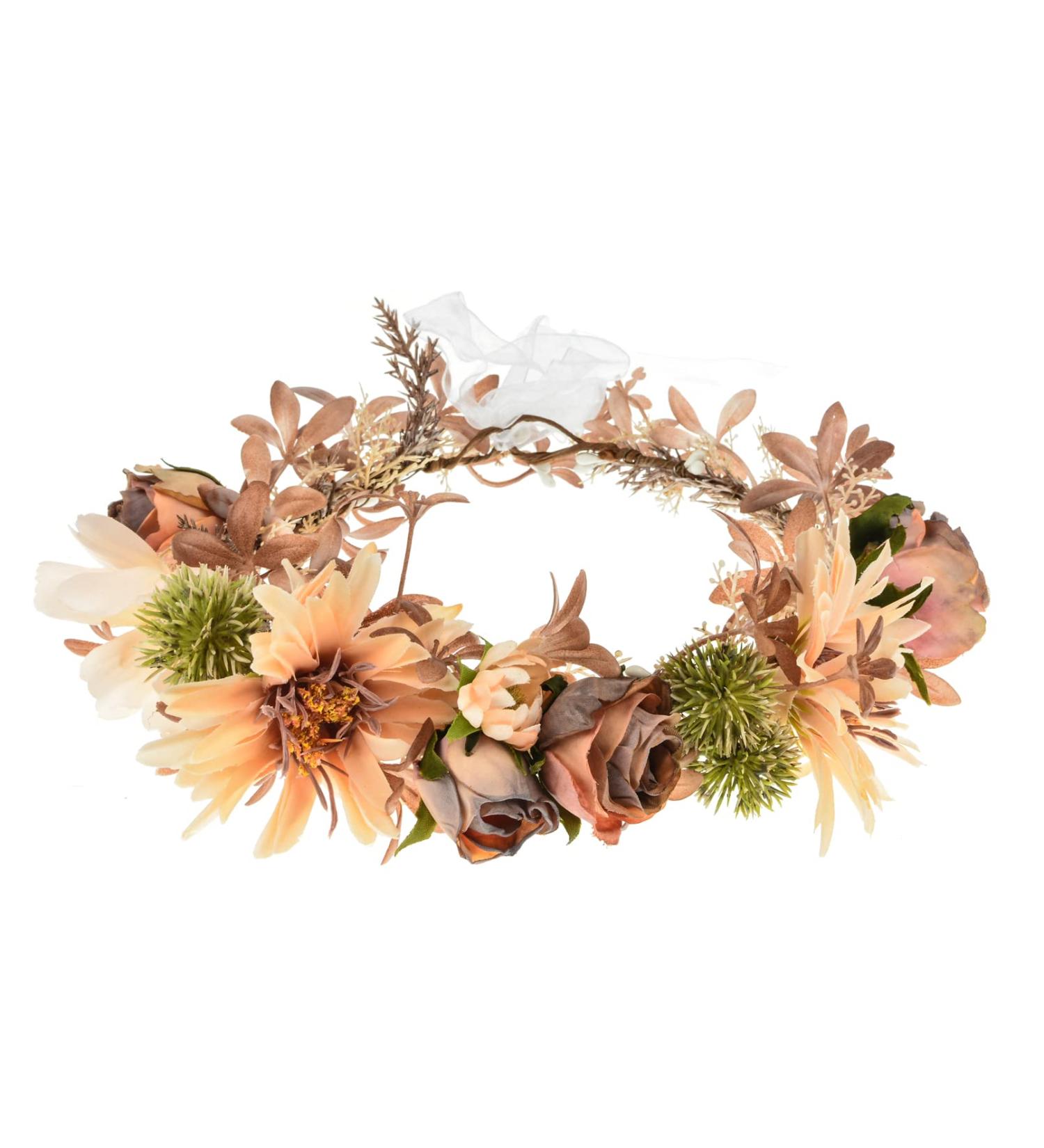 Dazzling Sunflower Flower Crown Eucalyptus Halo Headpiece in Coffee - Women & Girls Photo Prop - Buy Online on GoSupps.com