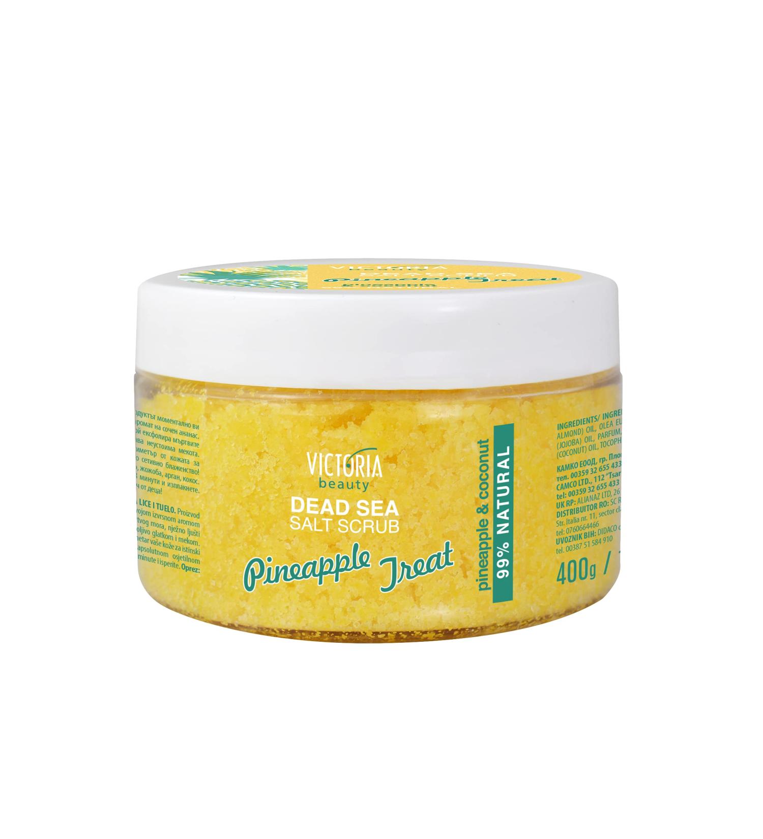 Victoria Beauty Totes Sea Body Peeling - Dead Sea Exfoliating Salt Scrub for Face & Body | Natural Pineapple & Coconut Scent (400g) - International Shipping Available - Buy Online on GoSupps.com