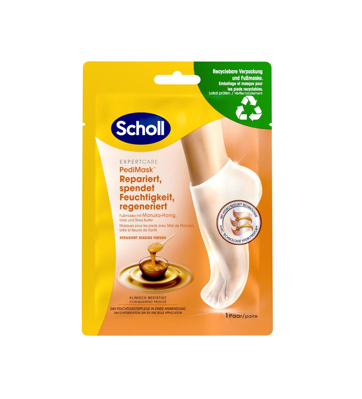 Scholl Intensive Moisturizing Foot Mask with Manuka Honey - Sustainable 2-Pack (81 ml) for Long-Lasting Hydration - Buy Online on GoSupps.com