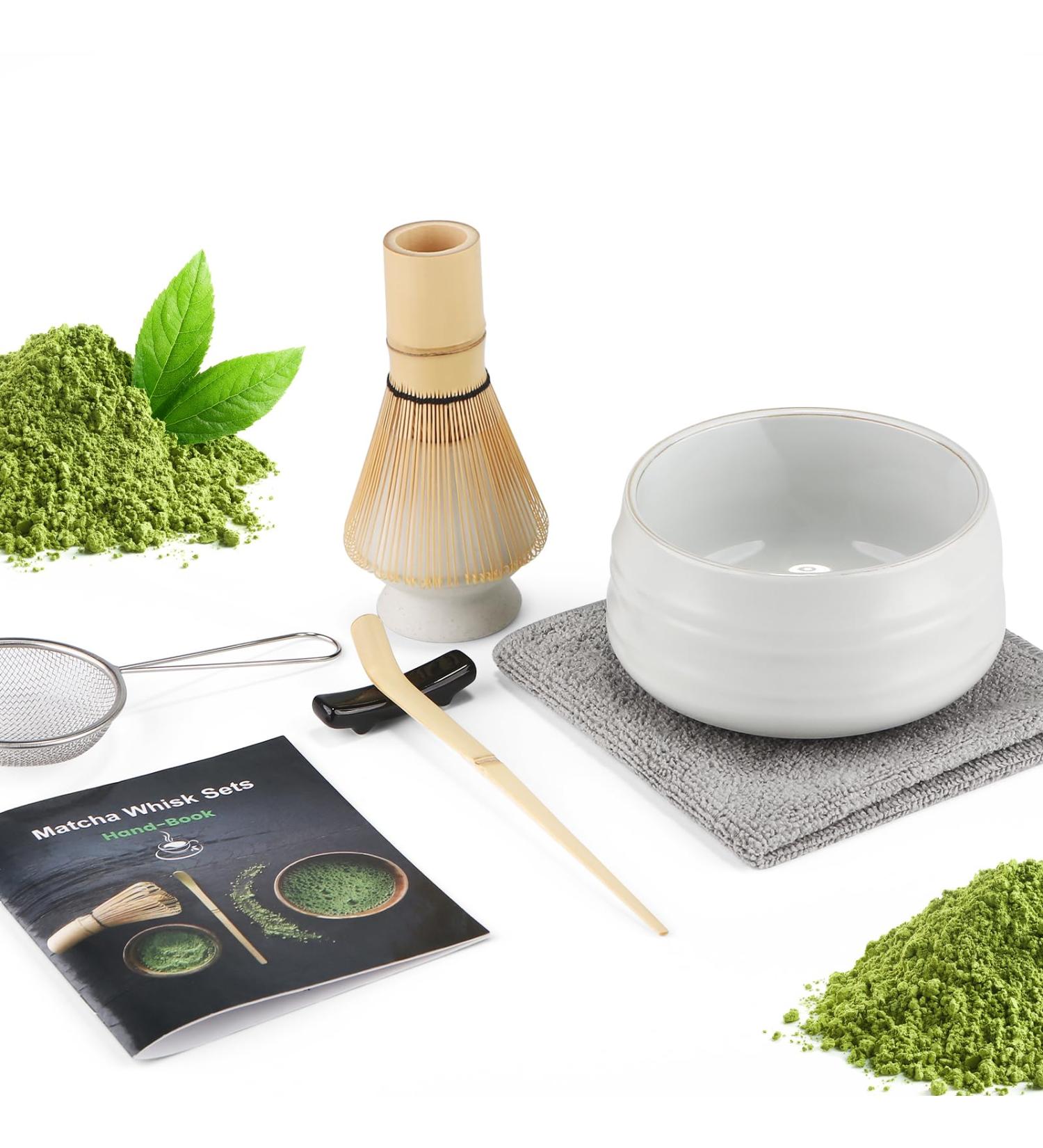 7 Piece Matcha Set Fouet Matcha Macha Tea Set with Matcha Spoon Whisk Holder Matcha Balai Shovel Strainer Matcha Kit Traditional Japanese Tea Ceremony Best Gift for Lovers Blanc pur - Buy Online on GoSupps.com