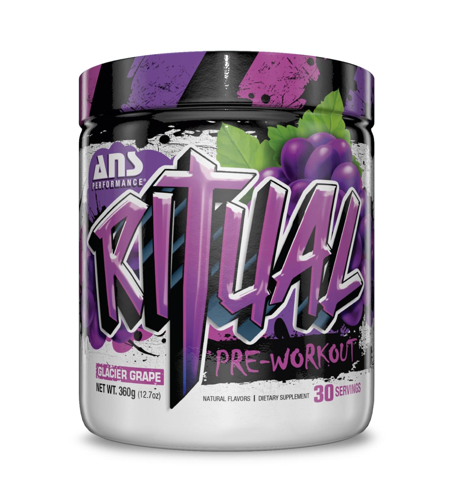 ANS Performance Ritual Pre Workout (30 servings 12.7 oz) - Complete Preworkout Formula - Energy Focus & Strength - Increase Power Output & Workout Volume - Endurance & Stamina (Grape) - Buy Online on GoSupps.com