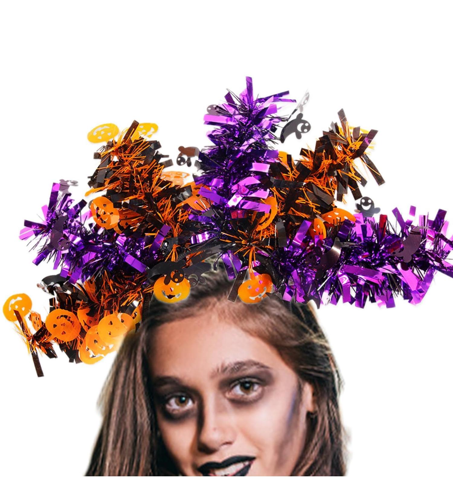 Halloween Headbands | Pumpkin Ghost Bat Skeleton Colorful Wool Strips Halloween Hair Bands - Favors Halloween Accessories for Adults Cosplay Dress Up - Buy Online on GoSupps.com