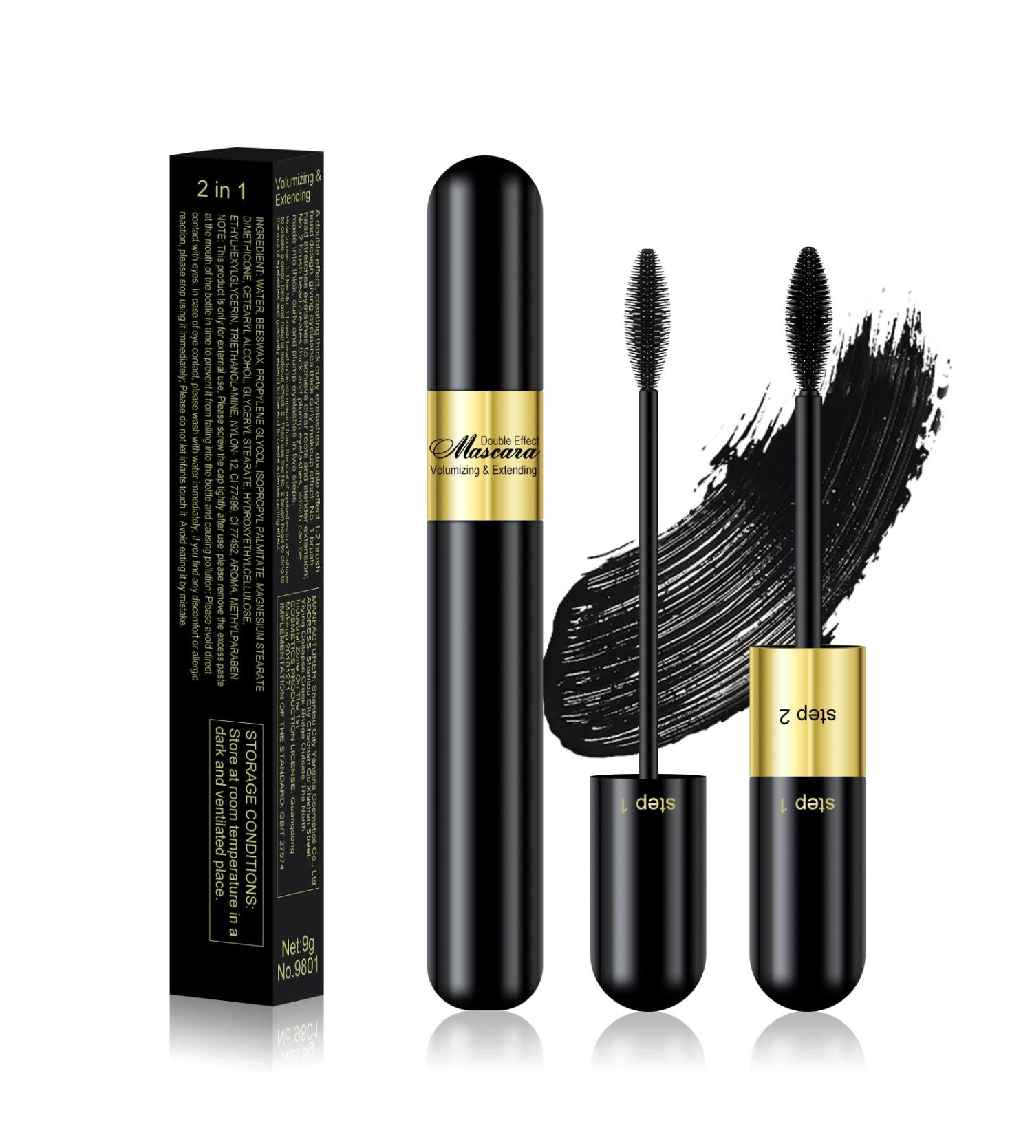 FREEORR 2-in-1 Black Volume & Length Mascara - Quick Dry, Waterproof & Smudgeproof - Natural Lengthening & Volume - Cruelty-Free - 0.317 oz - Buy Online on GoSupps.com