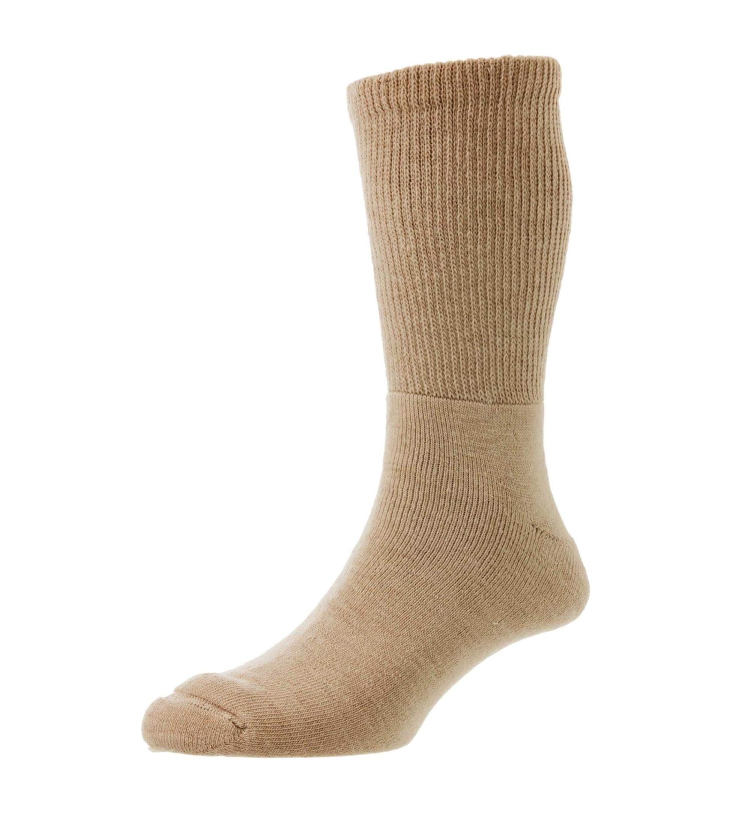 1 Pair HJ Wool Diabetic Socks HJ1352 Beige 6-11