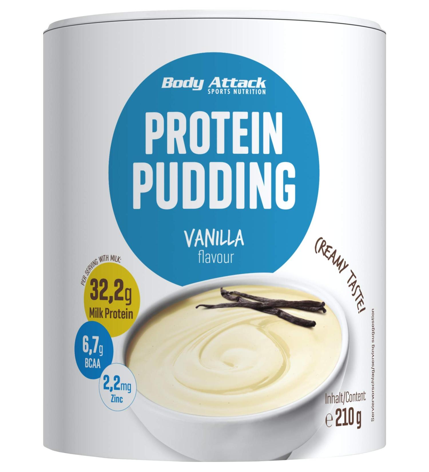 Body Attack Protein Pudding Vanilla - High Protein Snack 210g Pack - International Shipping Available - Buy Online on GoSupps.com