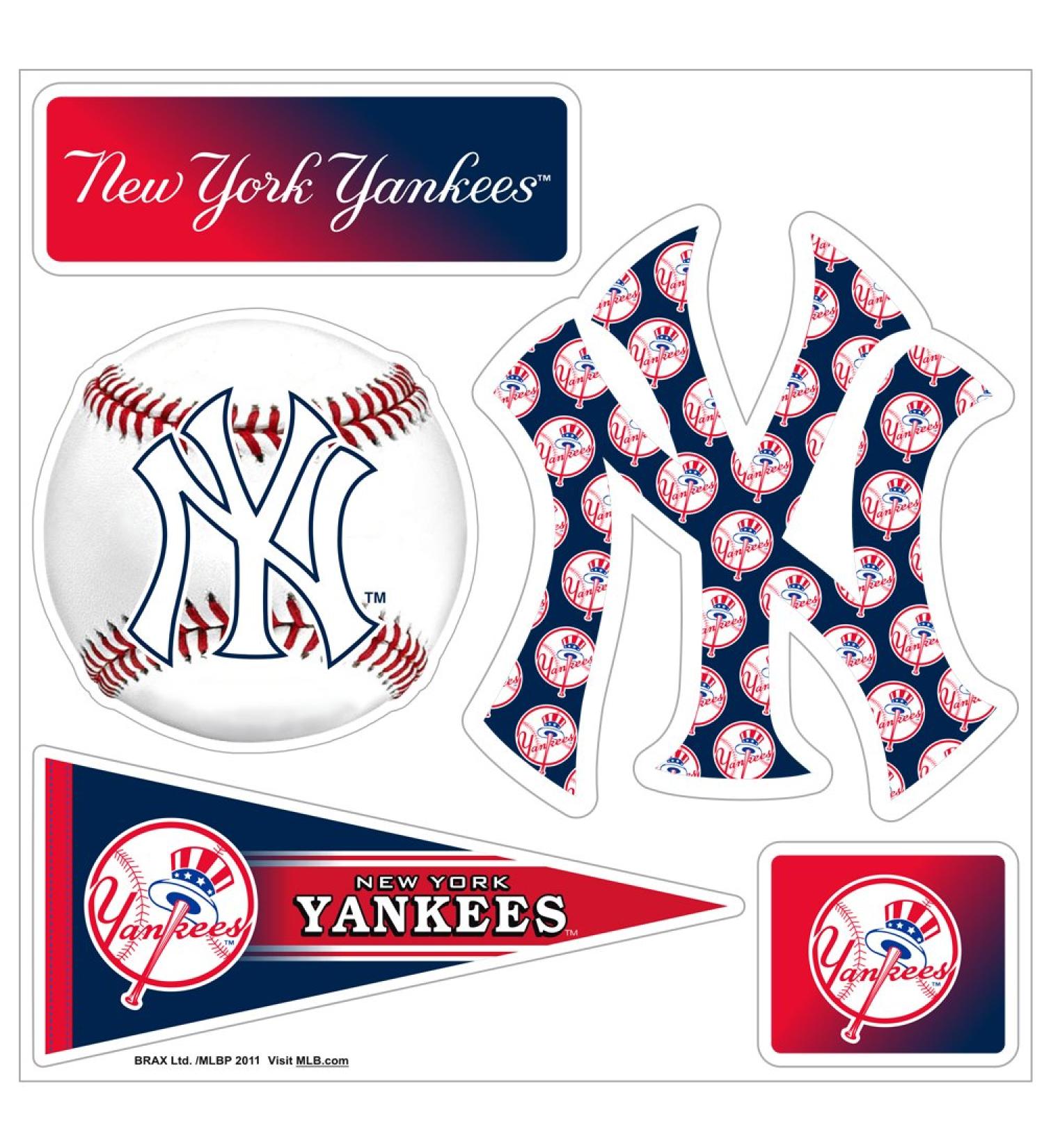 BRAX MLB 5-Piece 3D Multi-Magnets (1 Sheet) New York Yankees