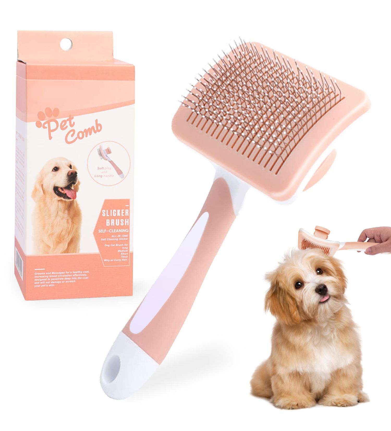PHAVESAS Klein Pets Self-Cleaning Dog & Cat Brush - Perfect for Long & Short Hair Pets - Orange Small - Buy Online on GoSupps.com