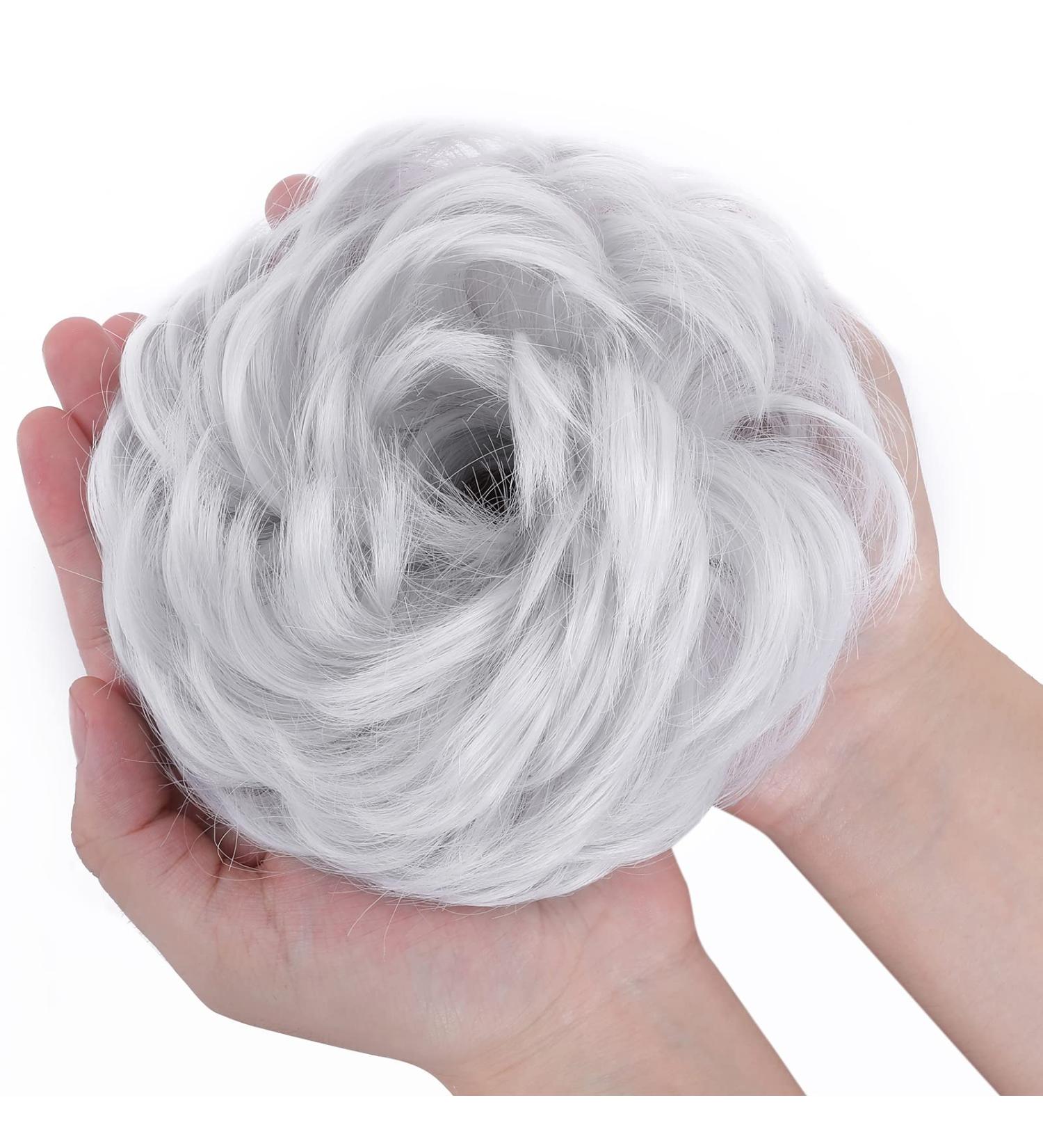 Silver Grey Messy Hair Bun Ponytail Extension Scrunchie for Women - 45g - Buy Online on GoSupps.com
