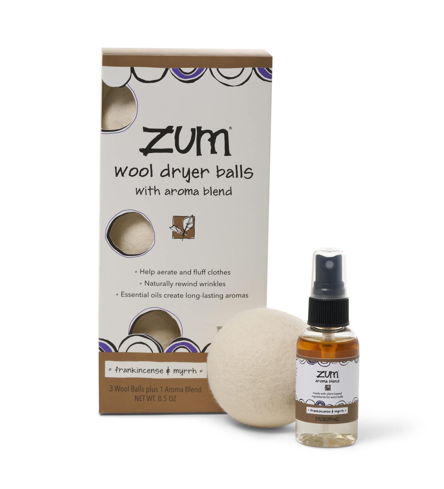 ZUM Wool Dryer Balls with Frankincense & Myrrh Aroma - 4 Pack | Eco-Friendly Laundry Solution - Buy Online on GoSupps.com