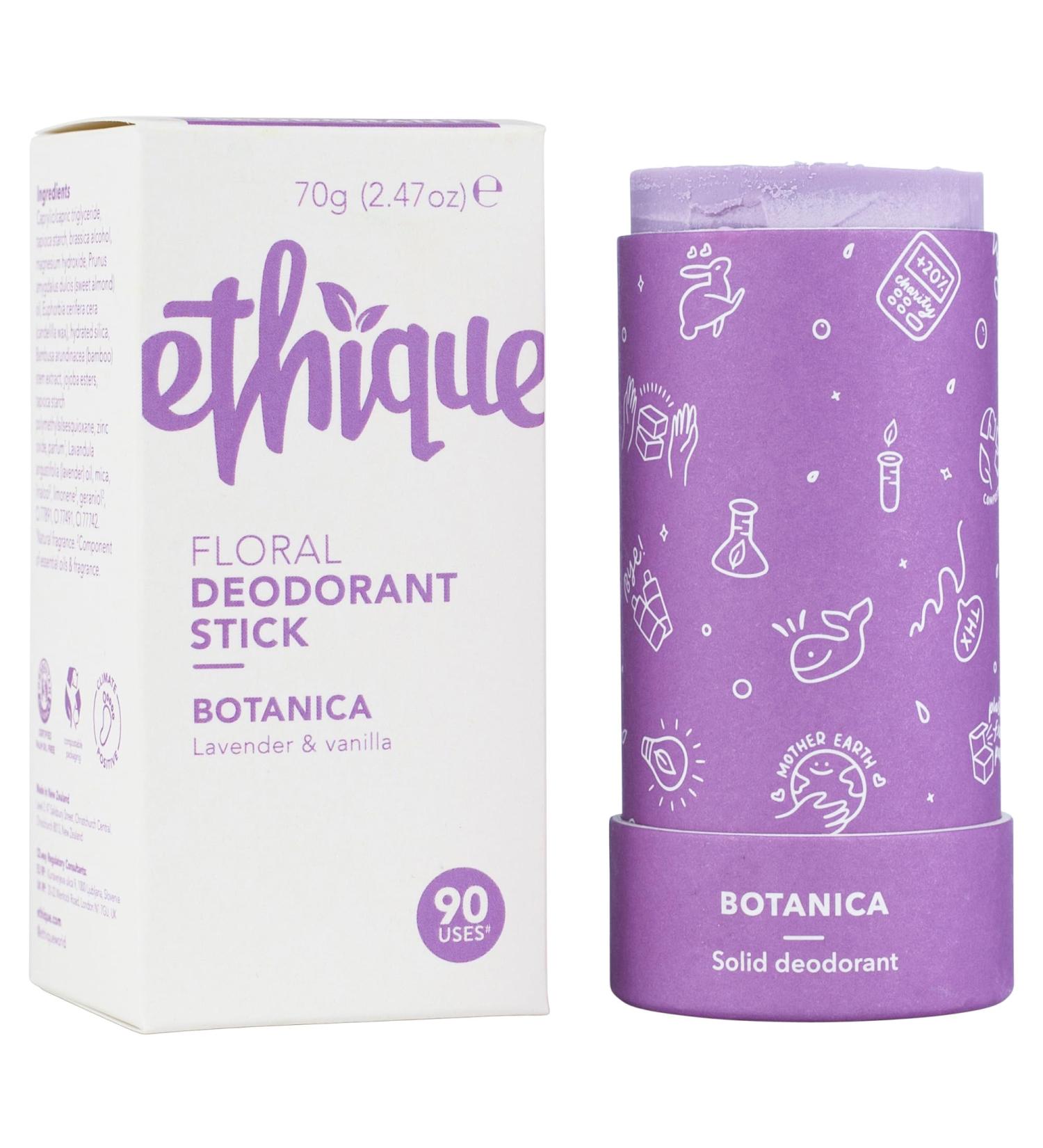 Ethique Botanica Floral Deodorant Stick for Men & Women - Aluminum-Free Plastic-Free Vegan Cruelty-Free Eco-Friendly 2.47 oz (Pack of 1)  - Buy Online on GoSupps.com