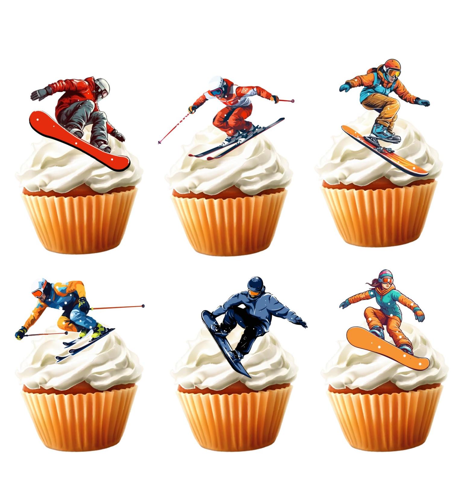 18pcs Ski Cupcake Toppers for Men Women Skiers Snowboard Cake Decor Winter Sport Skiing Snow Party Supplies Ski Themed Birthday Party Decorations - Buy Online on GoSupps.com