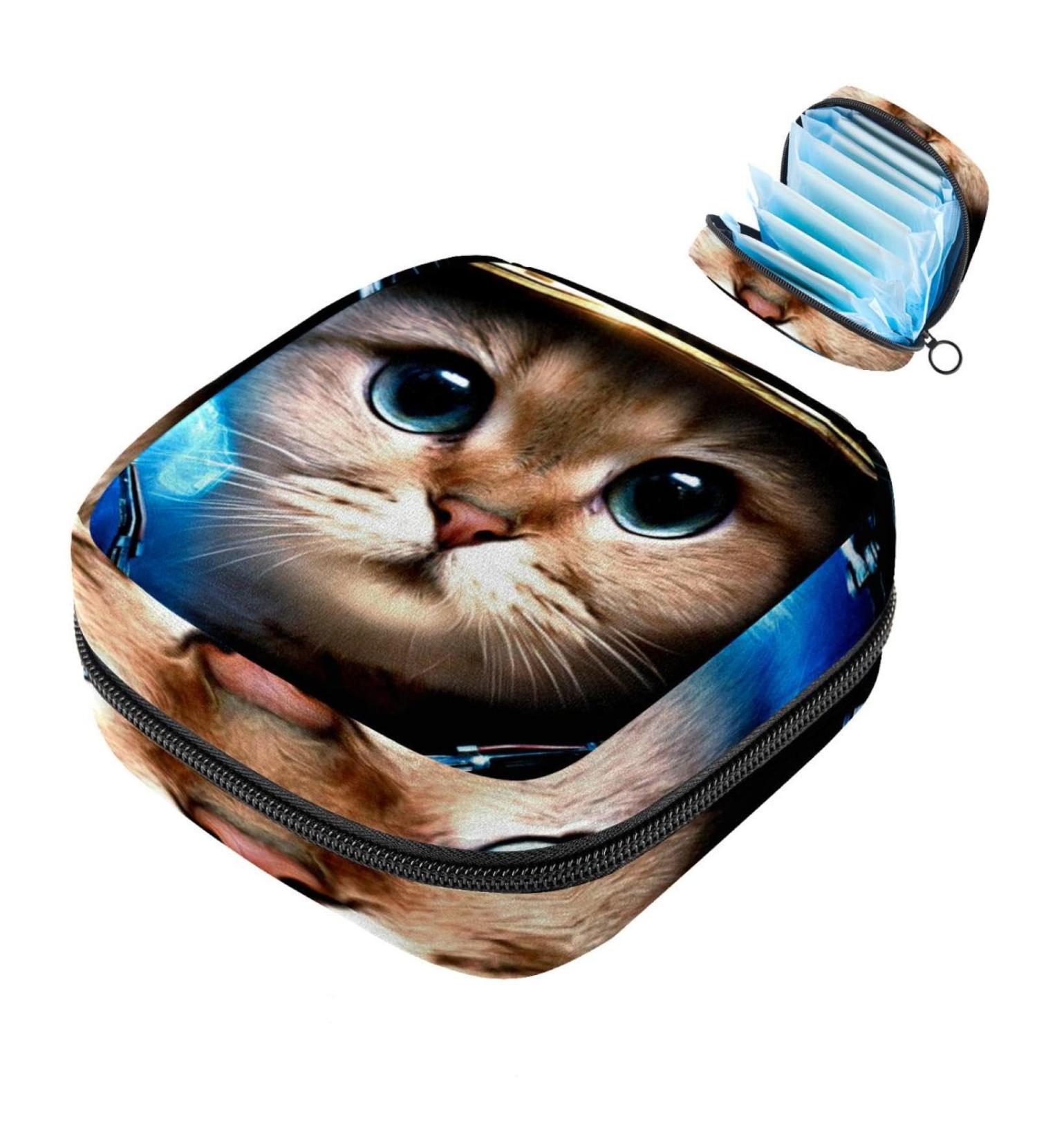 Portable Women's Binding-Up Bags | Menstrual Cup Pockets & Pads for Teens | Cute Galaxy Cat Design - Buy Online on GoSupps.com