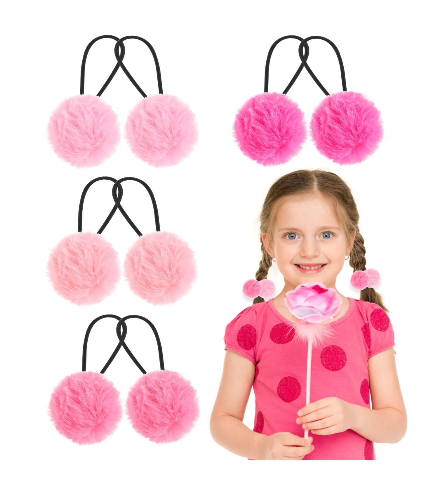 8pcs Pom Ball Hair Ties for Girls - Fluffy Pom Pom Hair Bands for Kids - Elastic Fur Ball Ponytail Holders - Hair Accessories for Women & Kids - Buy Online on GoSupps.com