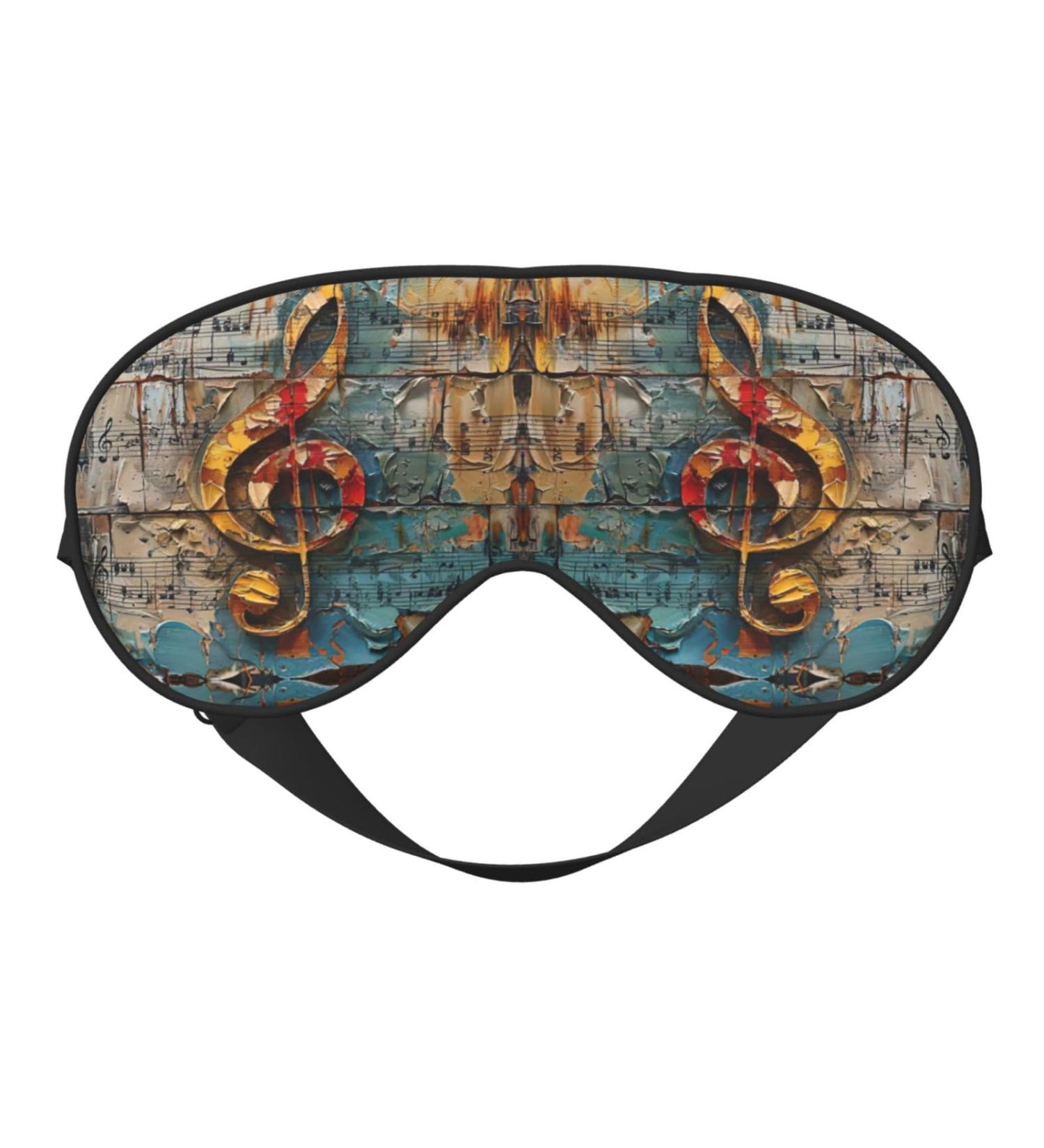 Music Notes Print Eye Mask | Adjustable Blackout Sleeping Mask for Men & Women | Sleep Aid Eye Masks - Buy Online on GoSupps.com