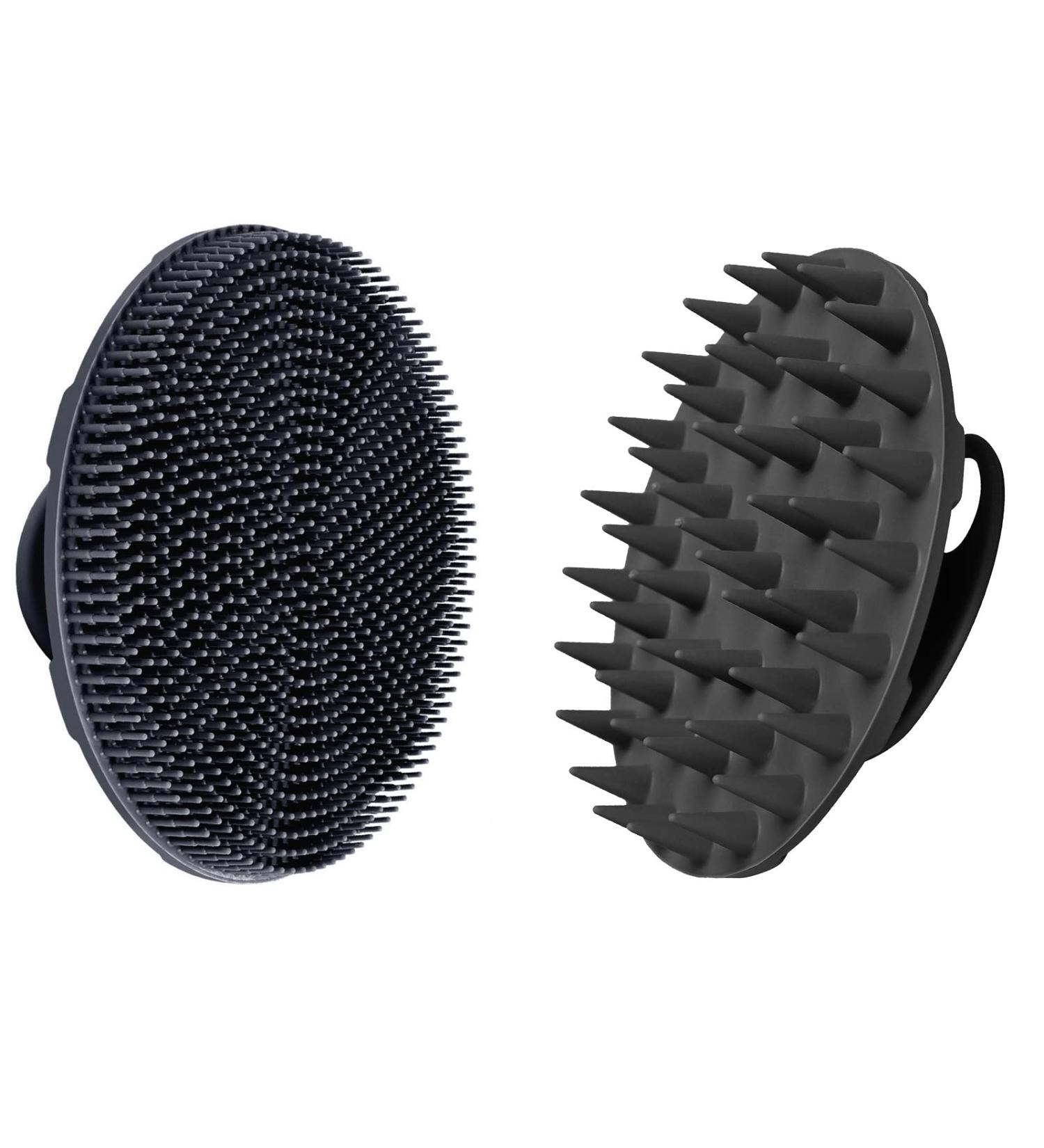 INNERNEED Food-Grade Silicone Body Scrubber & Scalp Massager Brush - Wet & Dry Hair Washing Tool in Black - Buy Online on GoSupps.com