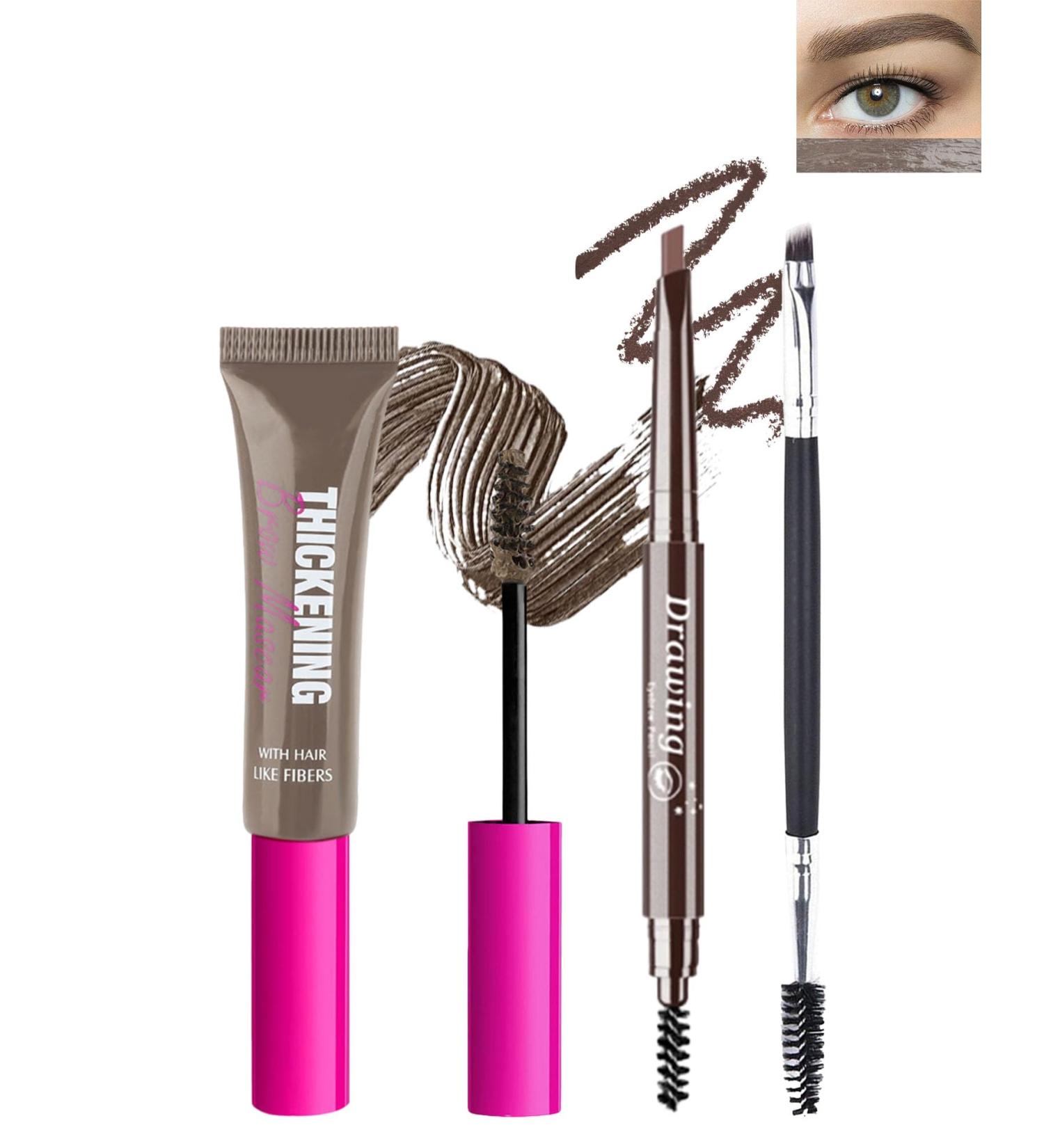 Tinted Brow Gel Kit-1 Brown Tinted Eyebrow Mascara Gel & 1 Eyebrow Pencil Dark Brown Waterproof Thickening Long Lasting Transfer-Proof Brow Glue Fill Shaping Eyebrow with Brow Tool & Brush-Set 5 Set 5 Cool Ash Brown - Buy Online on GoSupps.com
