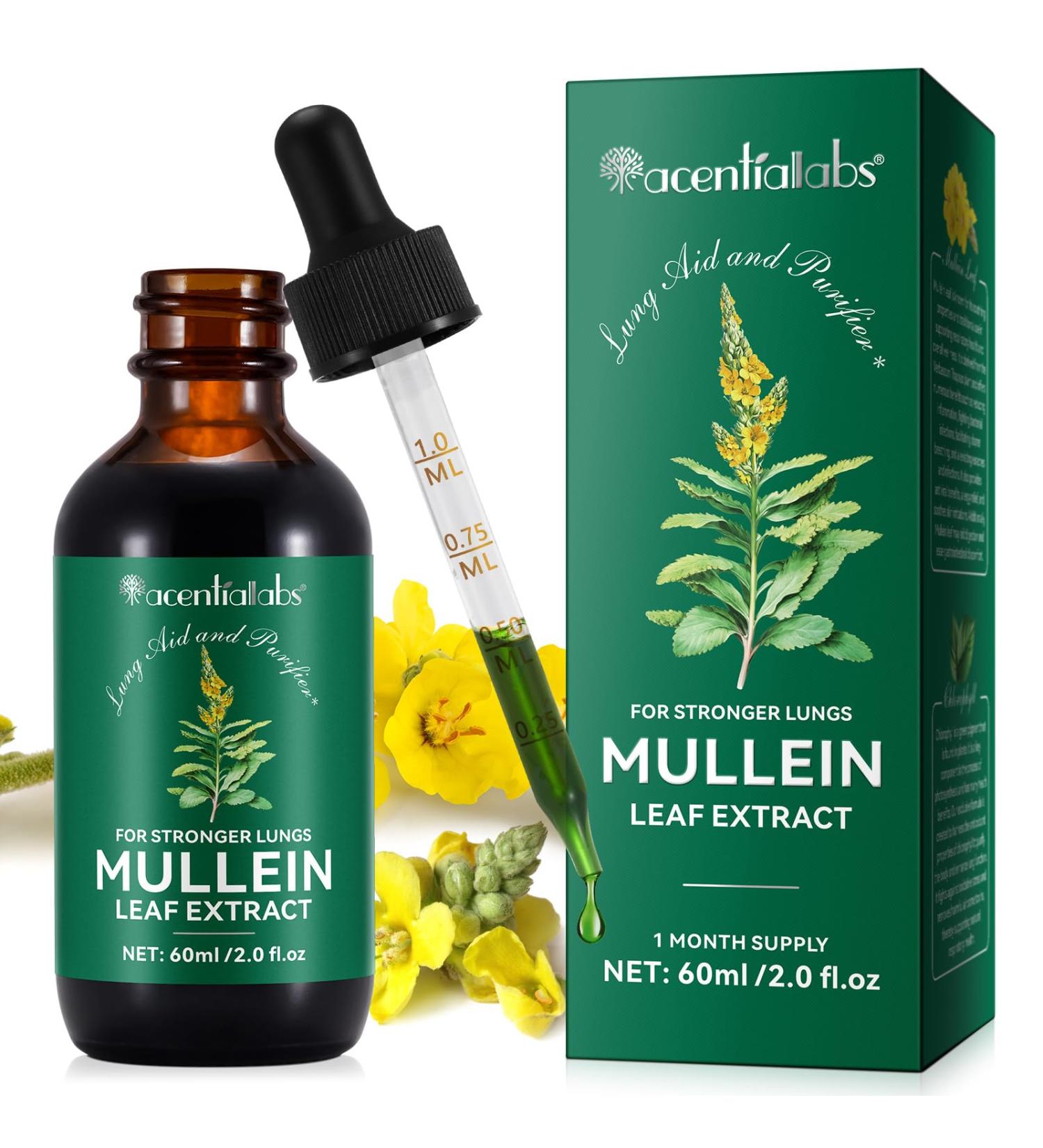 Mullein Drops Mullein Leaf Extract for Lungs Natural Mullein Leaf Extract Drops Fast Absorption Lungs Cleanse 60ml 1 - Buy Online on GoSupps.com