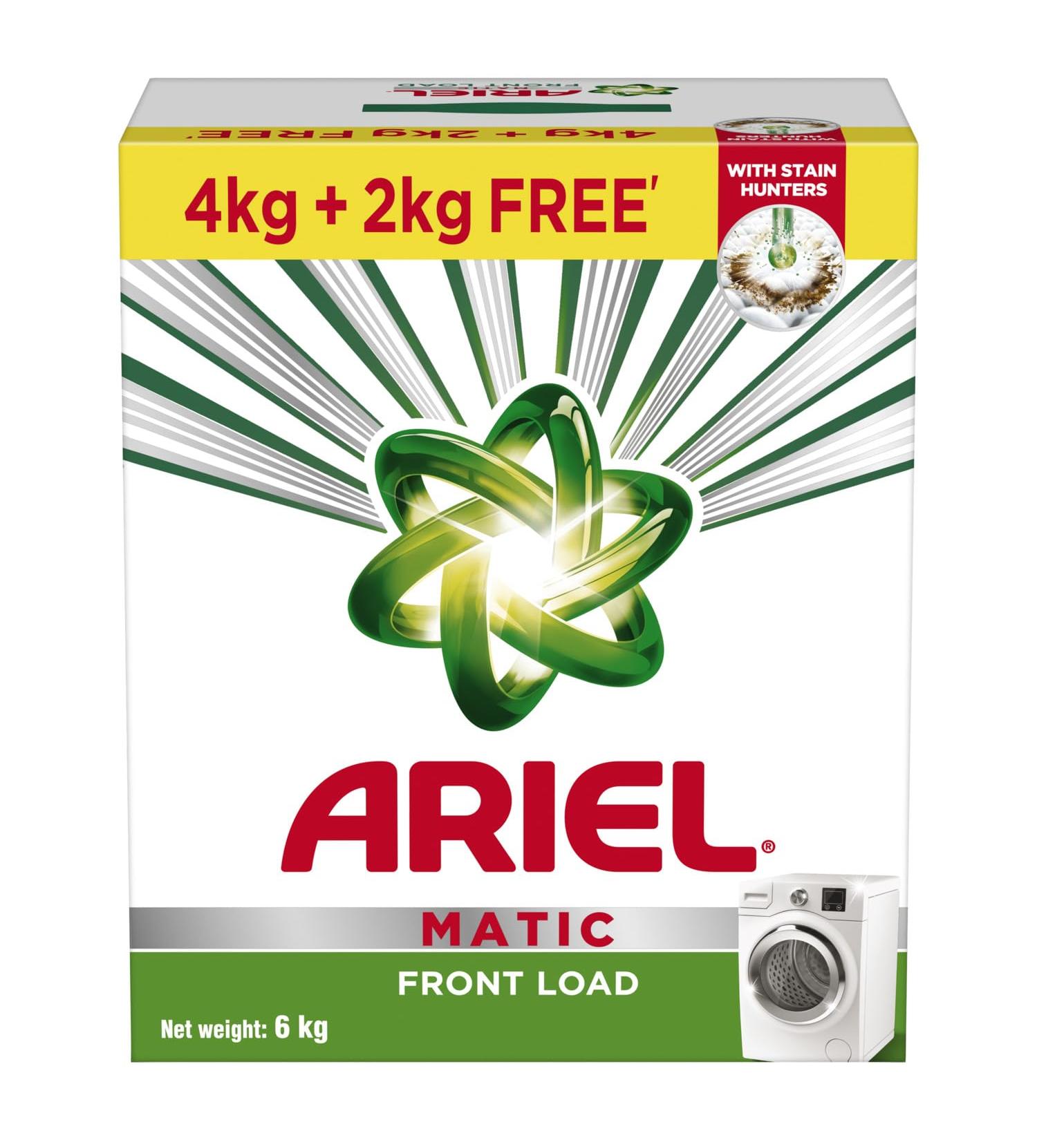 Ariel Matic Front Load Detergent Washing Powder - 4 kg with Free Detergent Powder - 2 kg - Buy Online on GoSupps.com