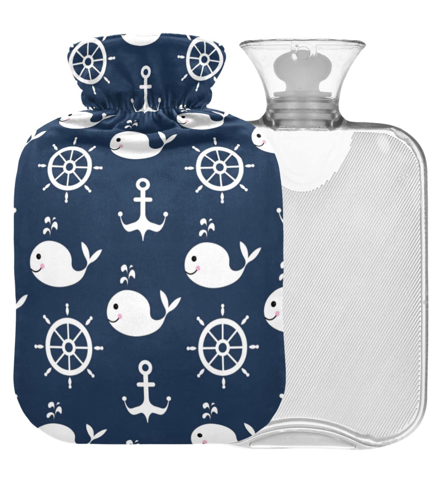Naanle Whale Anchor Hot Water Bottle | 1L Transparent Heat Bottle for Bed & Pain Relief - Hand & Feet Warmer - Buy Online on GoSupps.com