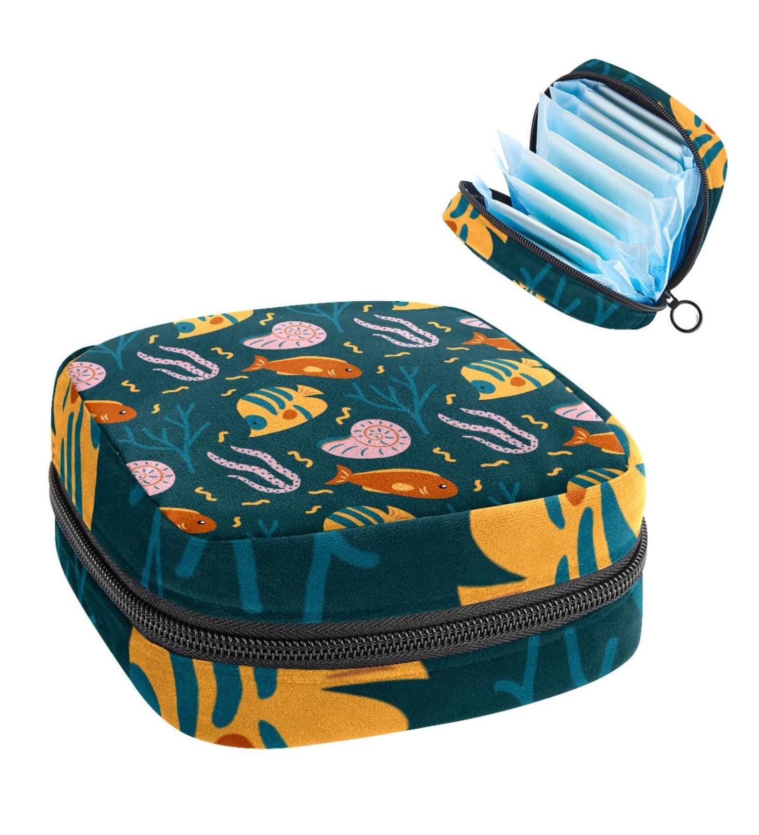 Buy Cute Coral Fish Pattern Women's Stillpad Holder - Portable Period Kit Bag for Girls - Buy Online on GoSupps.com