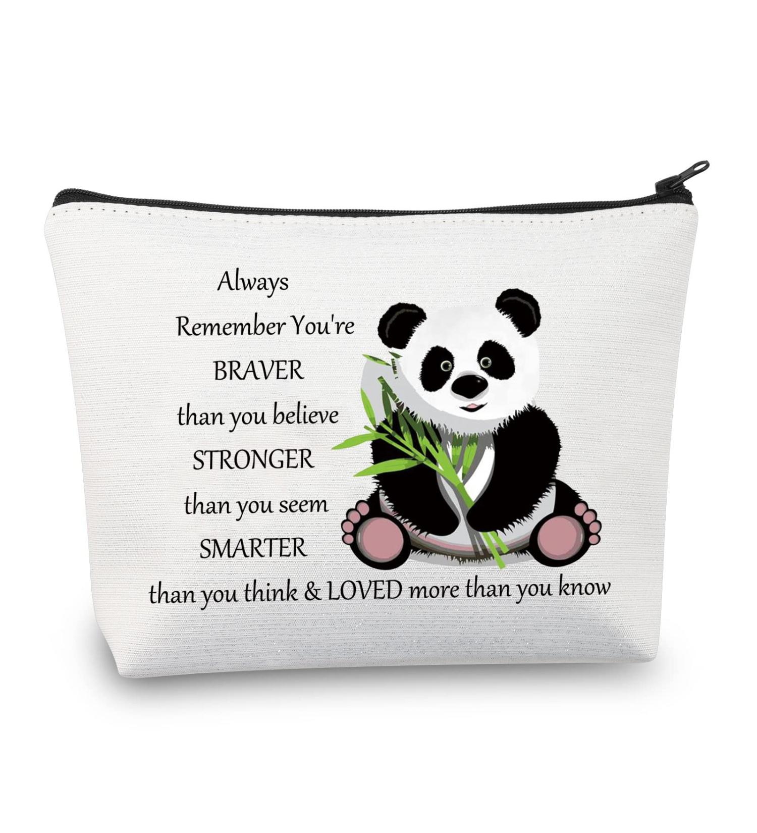 Levlo Cute Panda Cosmetic Bag - Inspirational Gifts for Strength & Intelligence - Buy Online on GoSupps.com