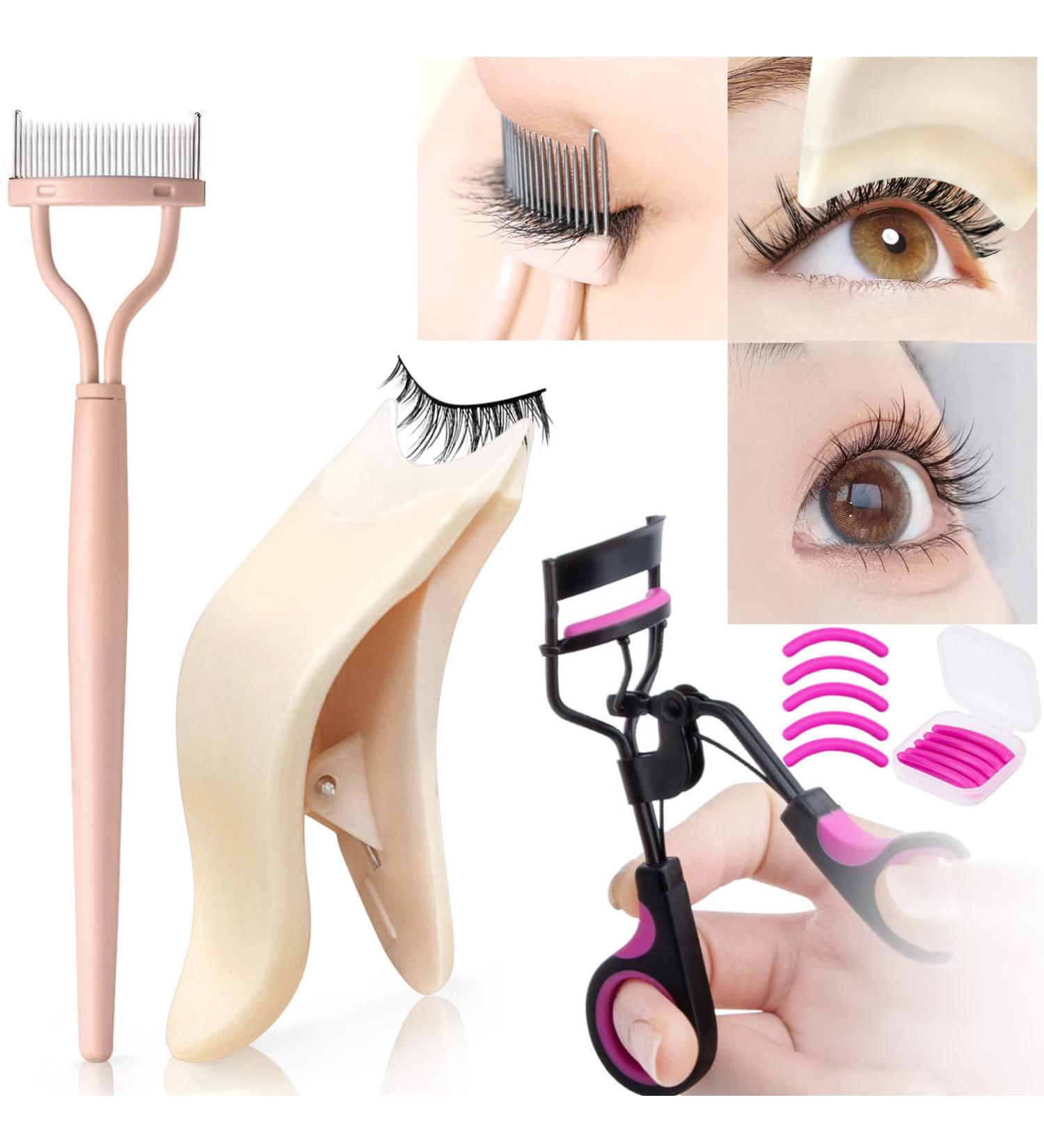 3 in 1 Eyelash Application Tool Kit - Curler Clip Tweezers & Comb for Perfect Eye Makeup | 3Pcs Eyelashes Buddy Set - Convenient & Effective Eyelash Tools - Buy Online on GoSupps.com