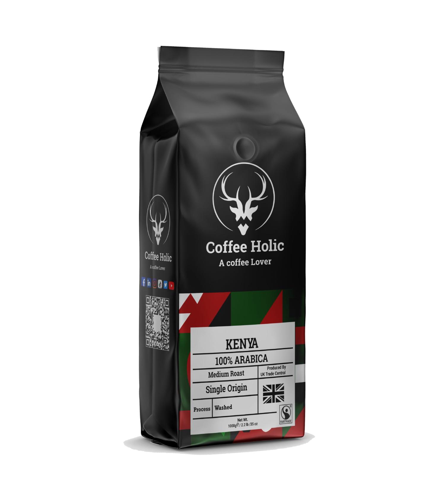 Coffee Holic - Kenya Coffee Beans 1Kg - (100% Arabica) - Medium Roast Coffee Beans - Rich Flavoured Coffee Kenya 100% Arabica 1 kg (Pack of 1) - Buy Online on GoSupps.com