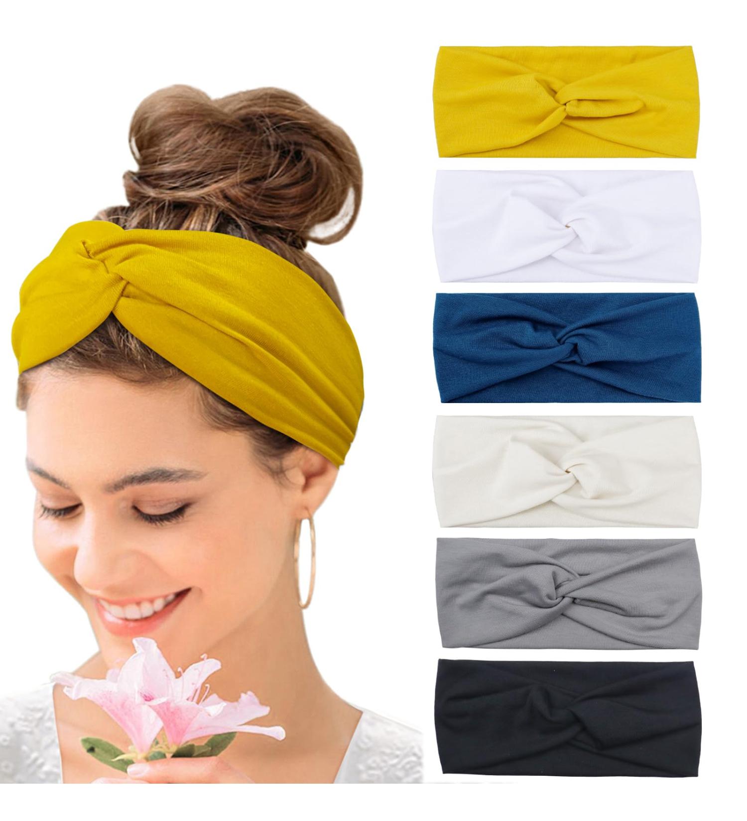Kavya Wide Boho Headbands for Women - 6 Pack Multicoloured Hair Bands for Yoga and Sports - Buy Online on GoSupps.com