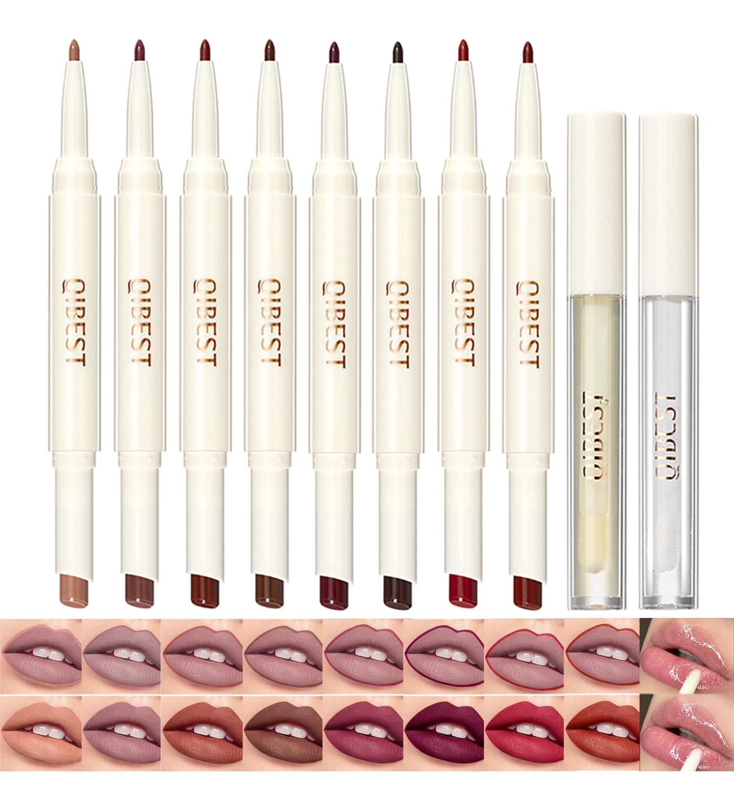 Skynest 8Pcs Matte Lipstick and Lip Liner Pens + 2Pcs Lip Oil Set - Waterproof, High Pigmented Lip Gloss Makeup Gift Set - Buy Online on GoSupps.com