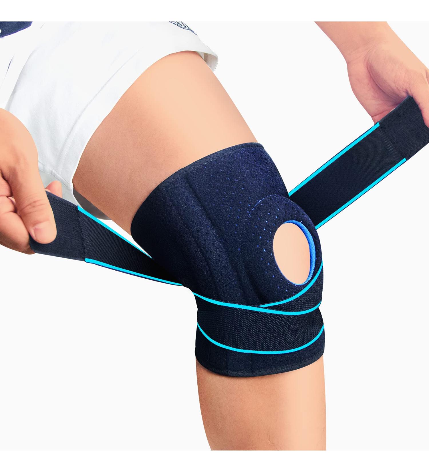 LAVAED Adjustable Non Slip Knee Brace with Side Stabilizers and Gel Pads - Open-Patella Compression Wrap for Knee Pain Relief in Sports and Workouts - Regular Size - Buy Online on GoSupps.com