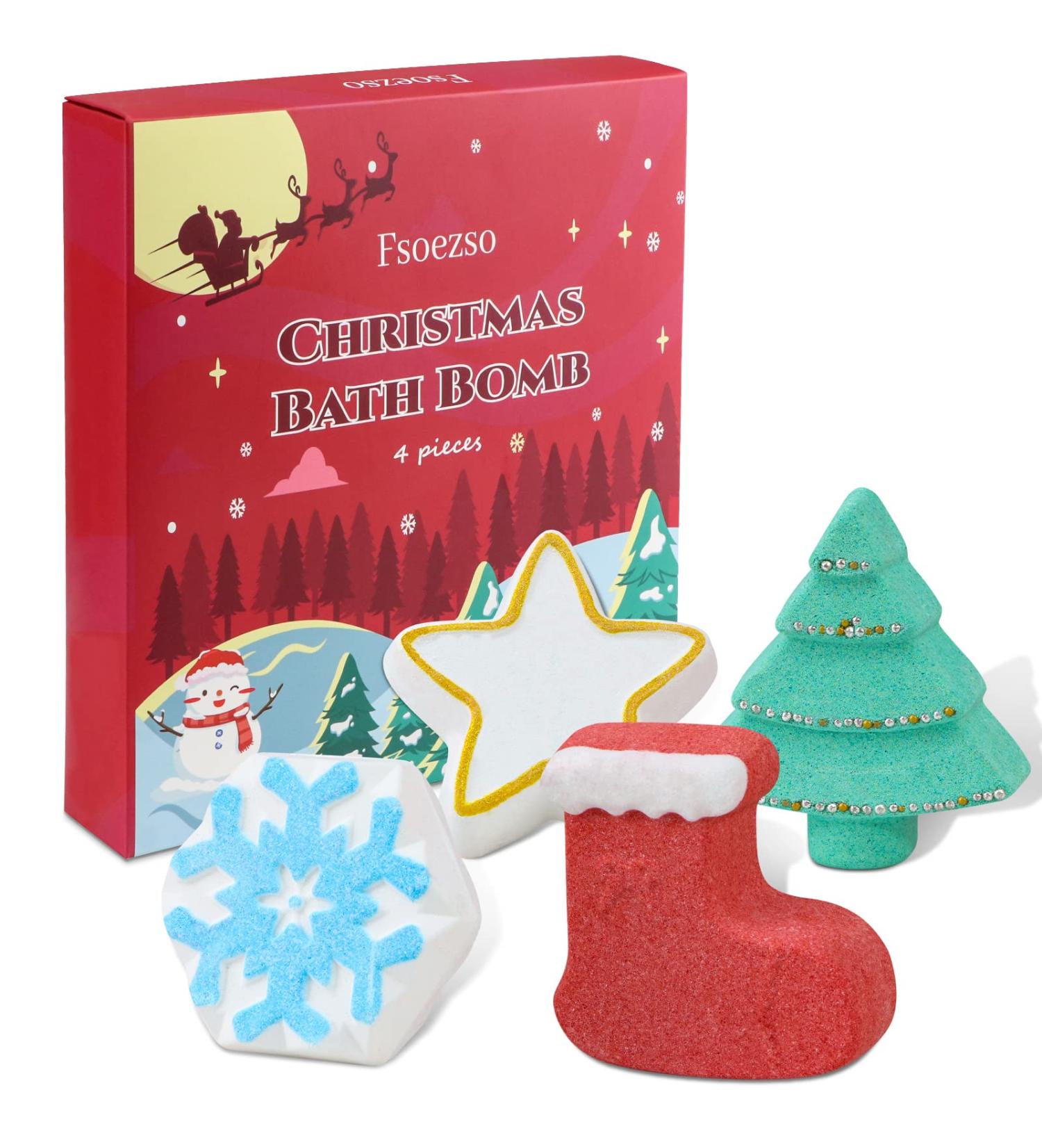 Christmas Tree Bath Bombs 4-Pack - Fun Stocking Stuffers for Men, Women, and Kids - Buy Online on GoSupps.com