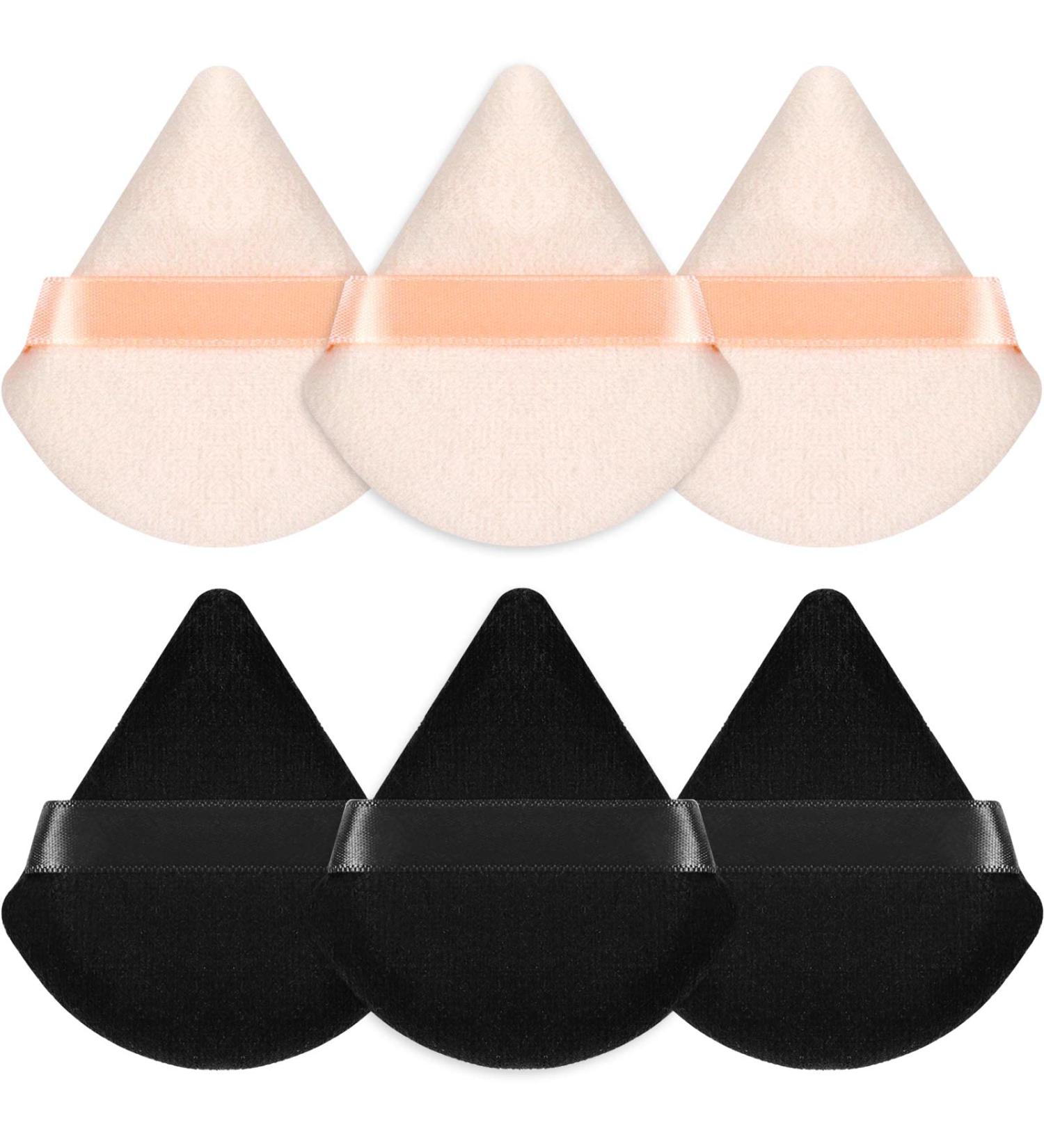 Sularpek Makeup Puff Set - 6 Soft Reusable Triangle Powder Puffs for Foundation & Loose Powder - Black & Skin Tone - Wet/Dry Makeup Application - Buy Online on GoSupps.com