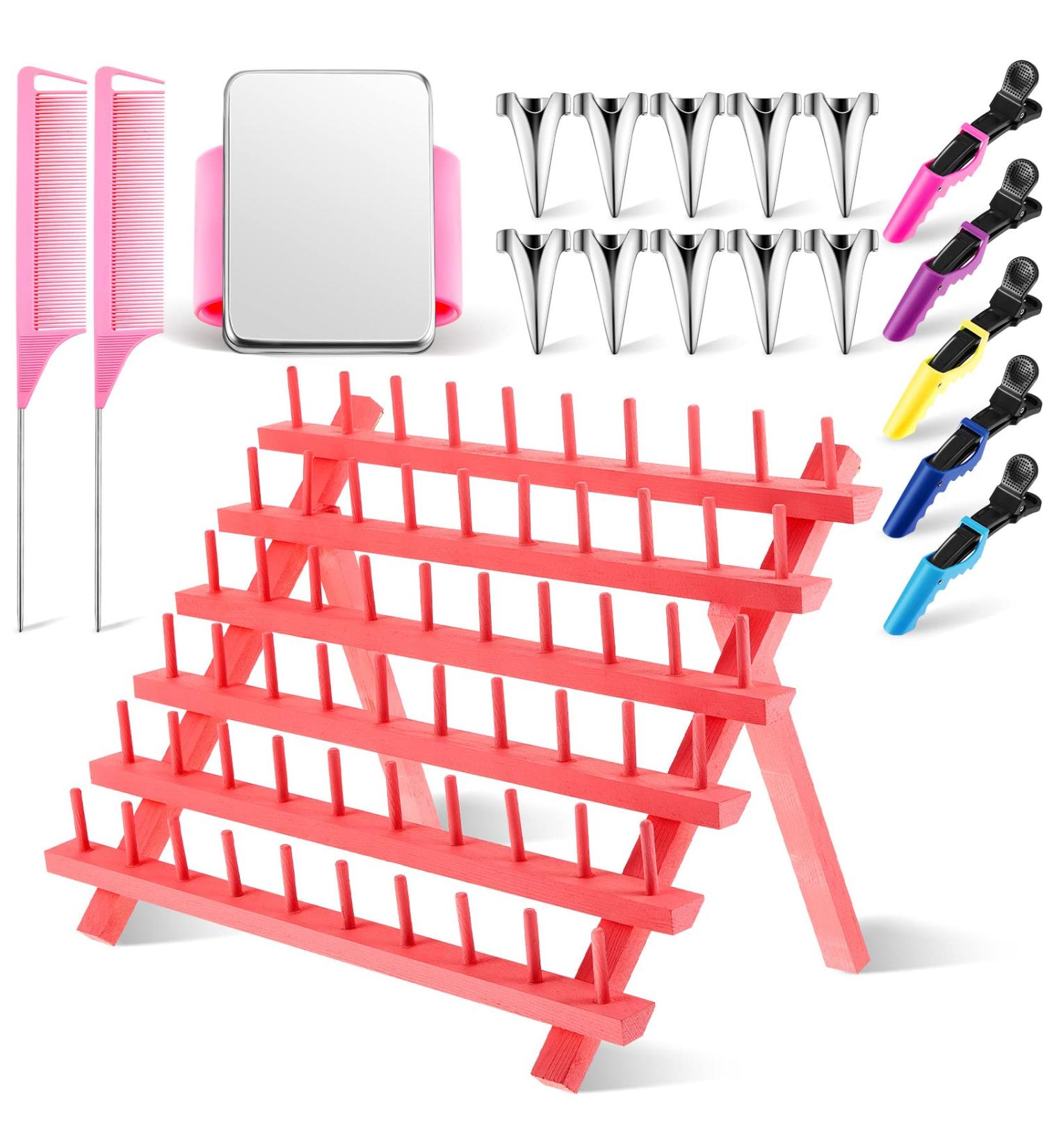 19-Piece Wooden Hair Braid Rack Set with Clips and Comb - Hair Braiding Tools Kit for Easy Styling - Buy Online on GoSupps.com