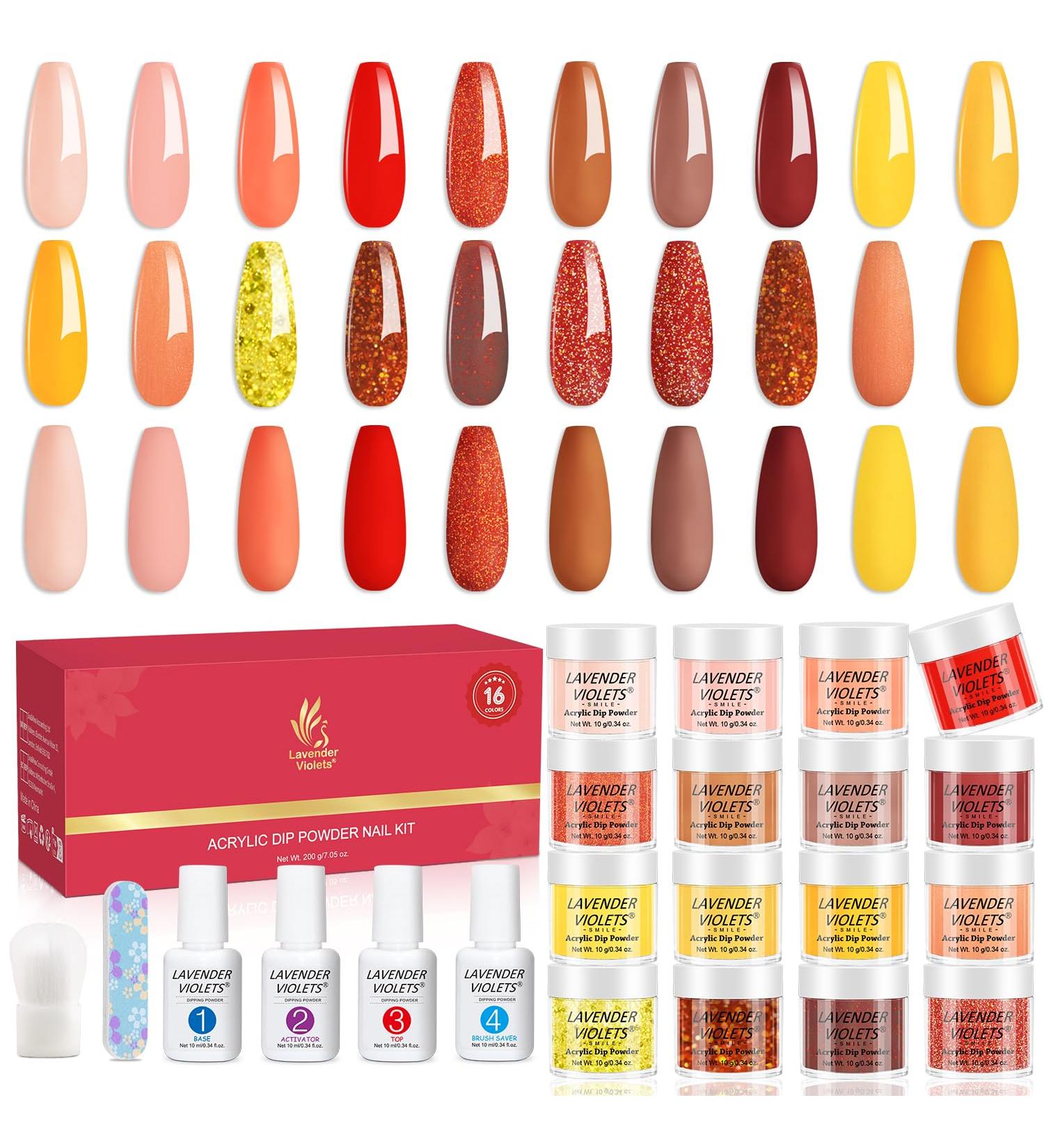 Lavender Violets 20PCS Dip Powder Nail Kit - Autumn Harvest Nail Dipping Powder Set with Diamond Glitter - French Manicure Nail Art Set - Buy Online on GoSupps.com