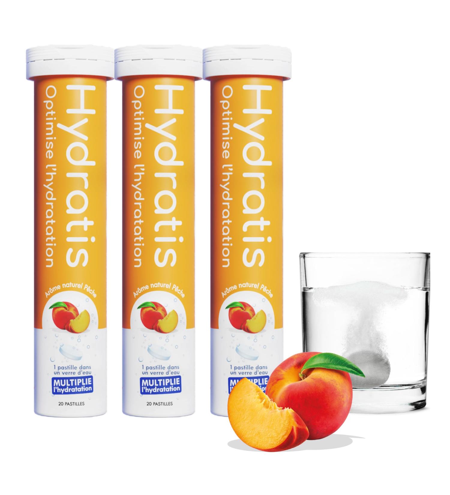 HYDRATIS - Pastilles Effervescentes P che - Optimise l'Hydratation - Riche en Min raux - Faible en Sucre - Go ts L gers - Sport Crampes R cup ration - 60 Pastilles - Buy Online on GoSupps.com