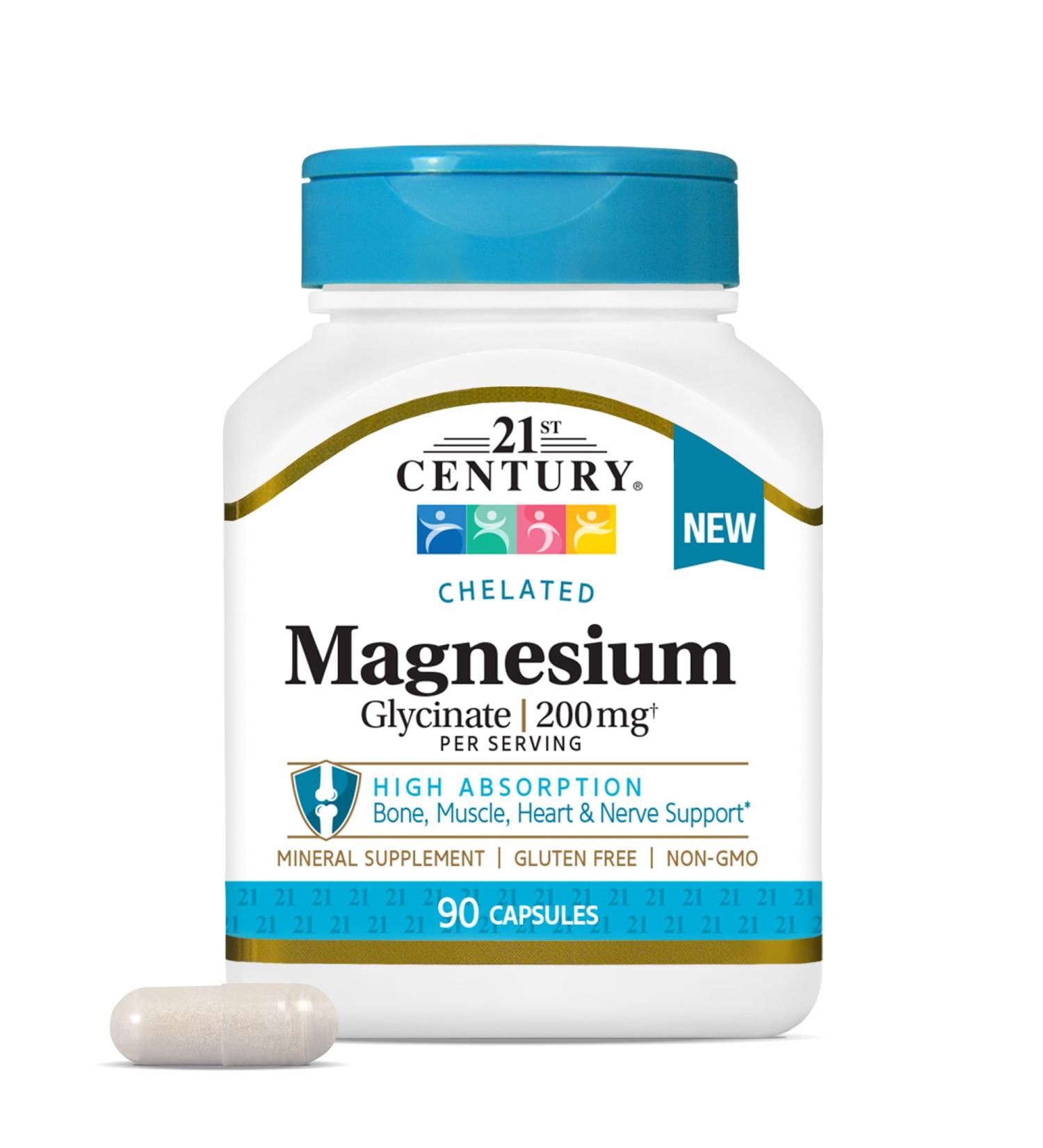 21st Century Magnesium Glycinate 200 mg Capsules per Serving 90 Count - Buy Online on GoSupps.com