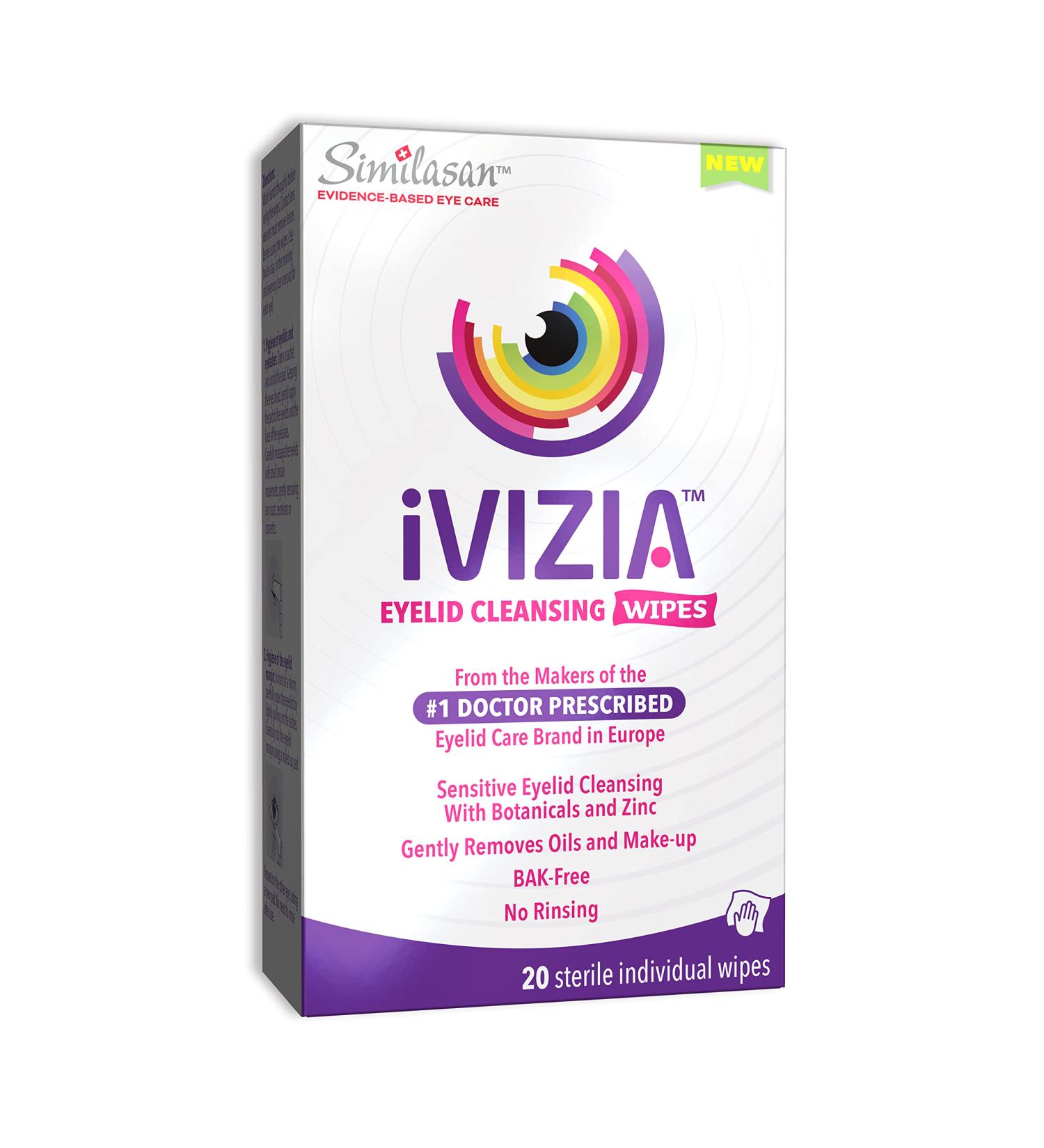 iVIZIA Sensitive Eyelid Cleansing Wipes - Preservative-Free Micellar Formula - Gentle Makeup Remover for Eyes - 20 Sterile Single-Use Wipes - 20 Count - Buy Online on GoSupps.com