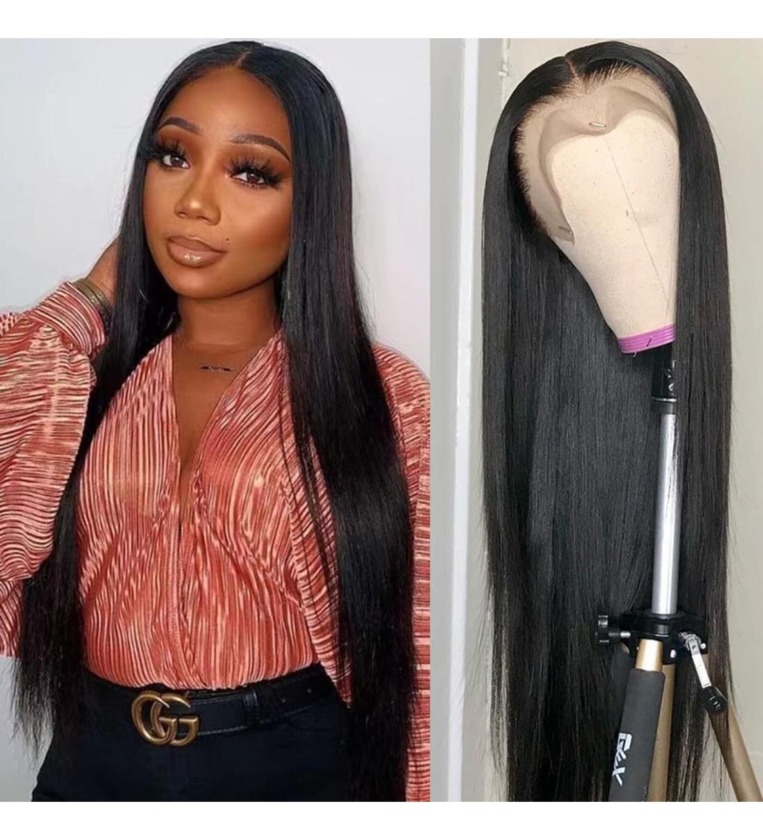 28 Brazilian Virgin Human Hair Lace Front Wig - Straight 13x4 HD Lace Frontal Wig for Black Women - Pre-Plucked with Baby Hair - 150% Density - Buy Online on GoSupps.com