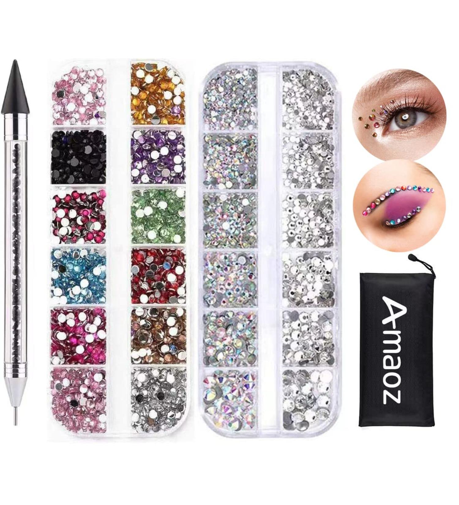 Amaoz Rhinestone Jewel Pickup Tool Dual-ended Picker Dotting Pen Crystal Studs Wax Pen - 3500PCS Clear & Crystal Ab+ Gems for Nails, Crafts, Makeup - SS4 6 10 12 16 - Buy Online on GoSupps.com