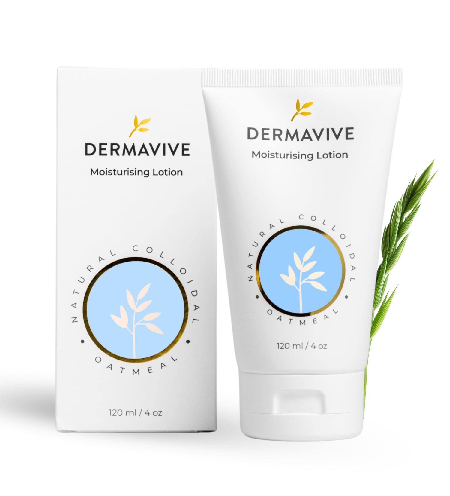 Dermavive Oatmeal Moisturizing Lotion for Dry Sensitive Skin Colloidal Oatmeal pH-Balanced Hydrating Face & Body Moisturizer For Kids Teens & Adults 120ml (4.05 fl oz) 4.05 Fl Oz (Pack of 1) - Buy Online on GoSupps.com