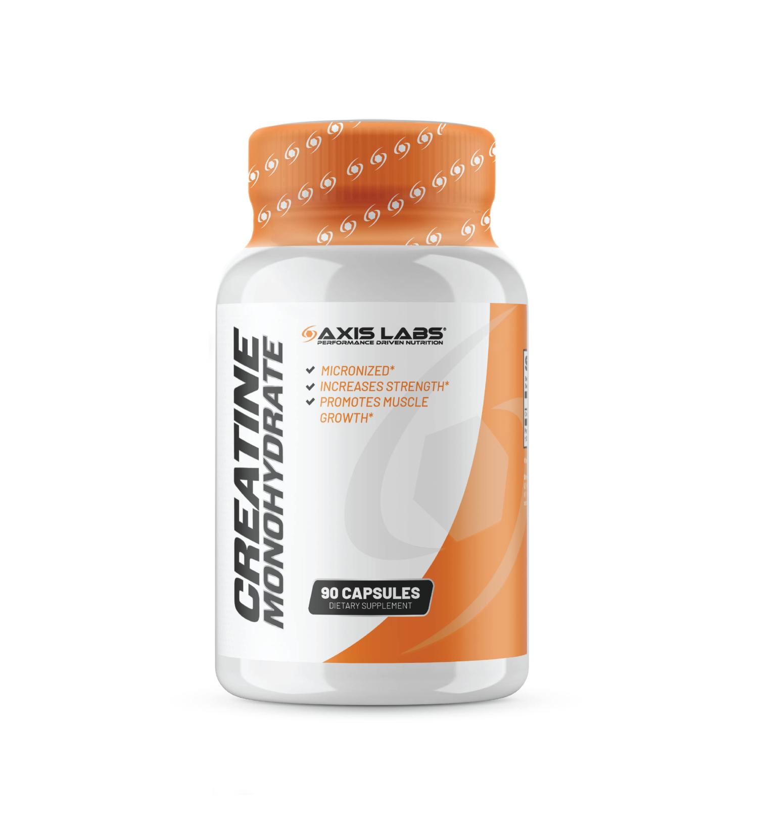 Axis Labs Micronized Creatine Monohydrate 90 Capsules - Boost Strength Promote Muscle Growth & Increase Size - International Shipping Available - Buy Online on GoSupps.com