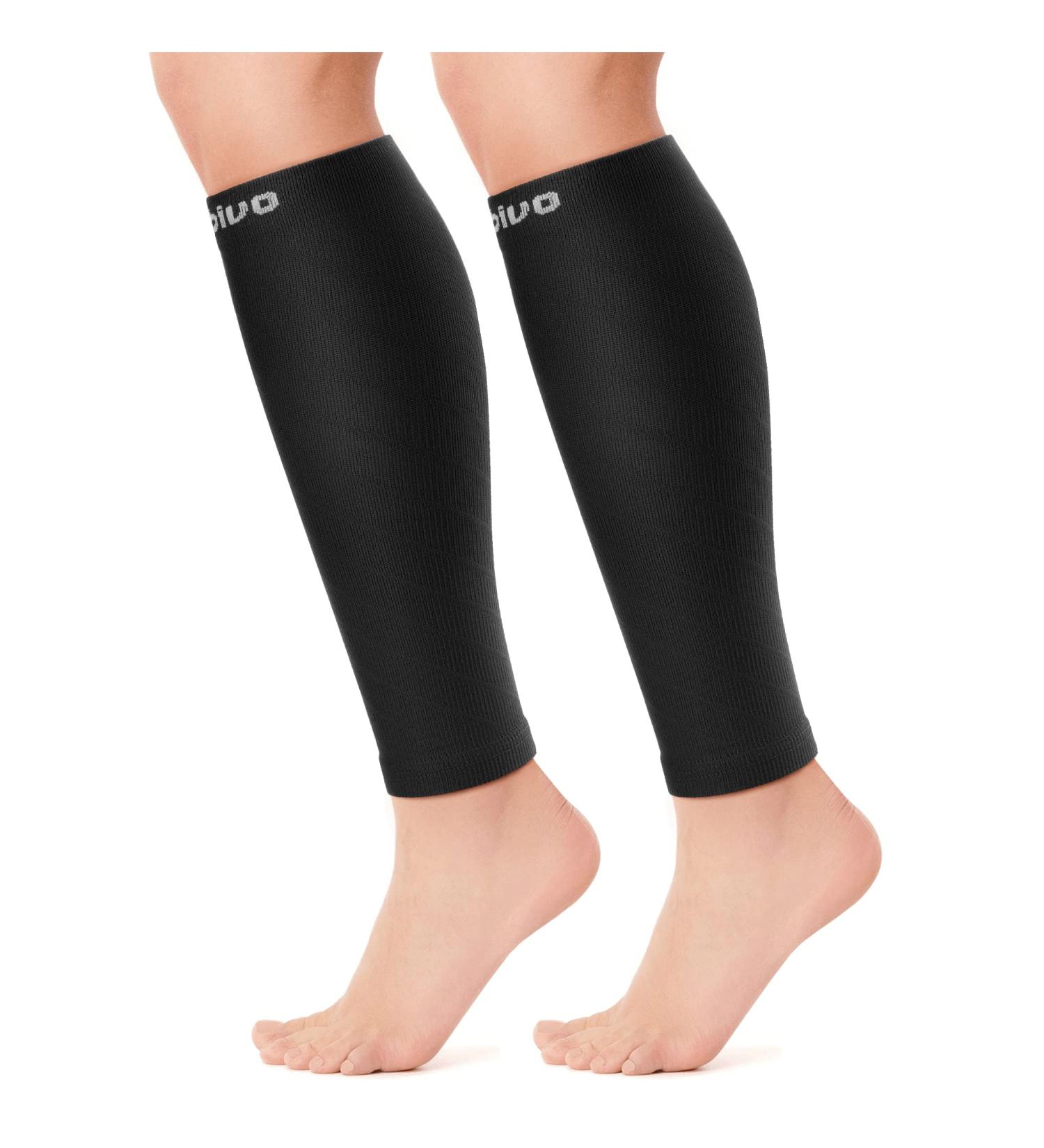 CAMBIVO 2 Pairs Calf Compression Sleeves for Men & Women - Shin Splint and Calf Support for Running, Sports, Flight, Hiking, Cycling - L-XL, Pure Black - Buy Online on GoSupps.com