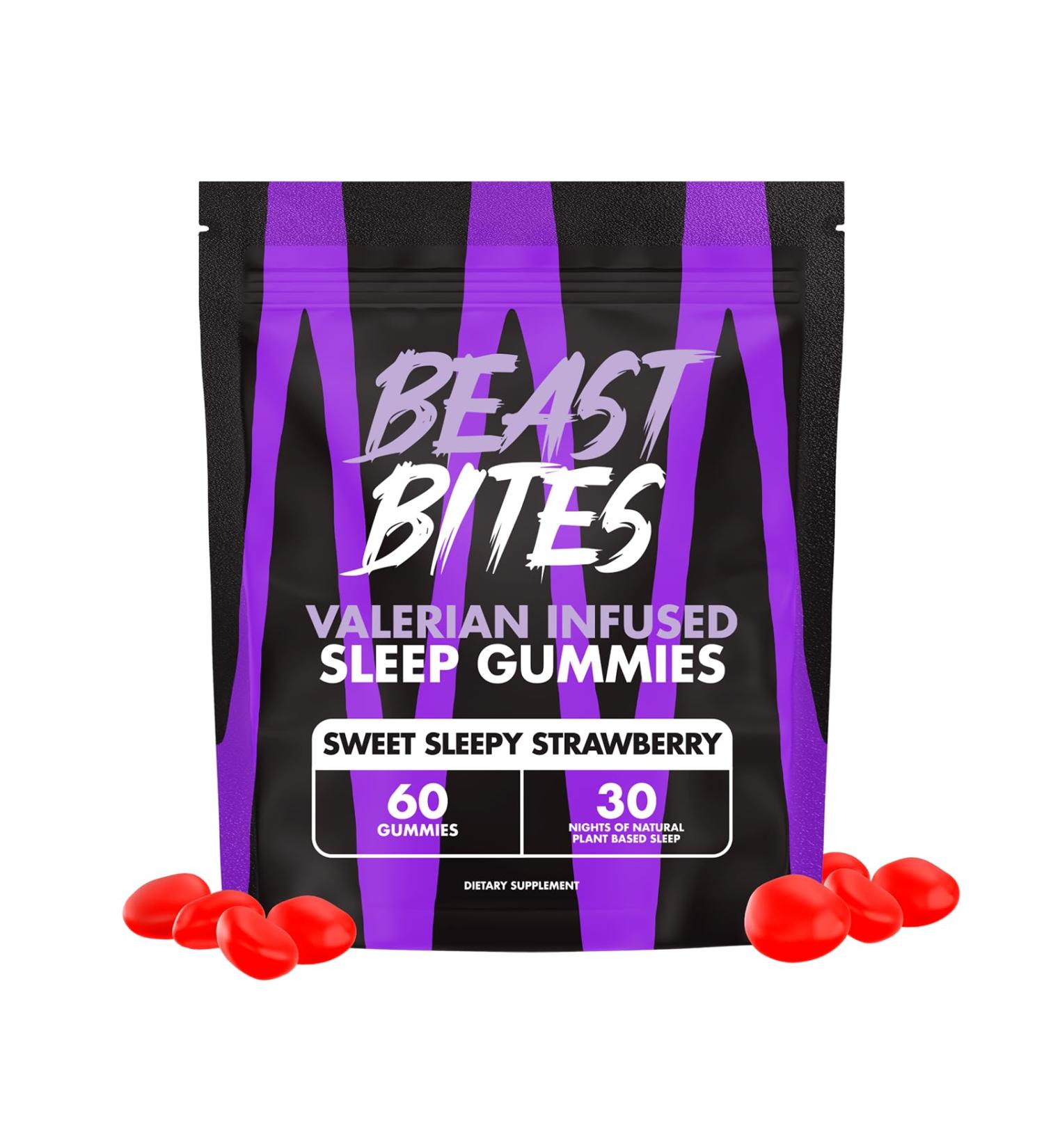 Beast Bites - Valerian Infused Sleep & Nighttime Recovery Gummies - NSF Certified for Sport - 30 Servings - Buy Online on GoSupps.com