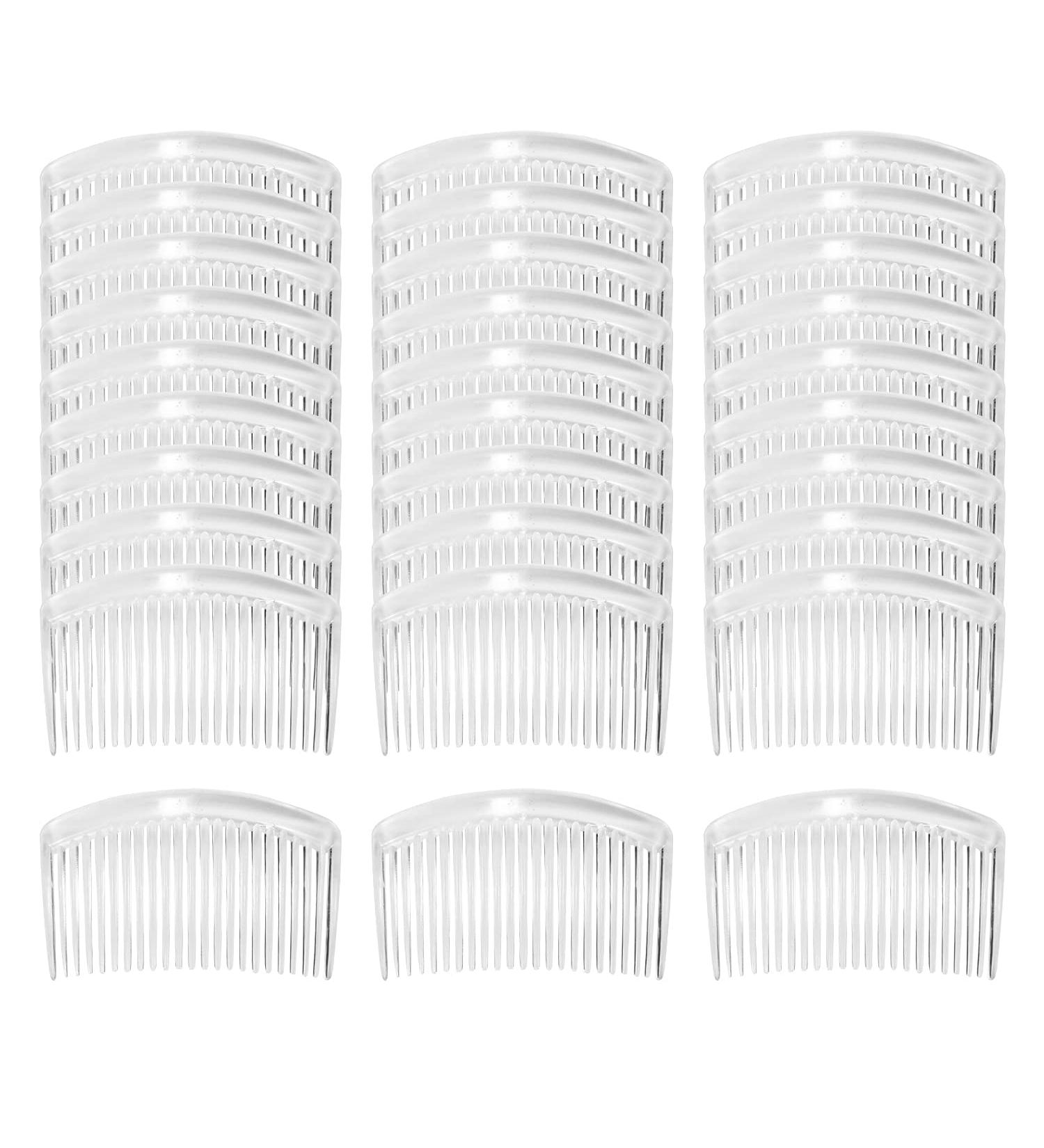 Cinaci 30 Pack 3 Inch White Clear Plastic French Hair Side Combs - Wedding Bridal Veil Comb Hair Clips with 23 Teeth - Small Clear Barrettes for Women - Buy Online on GoSupps.com