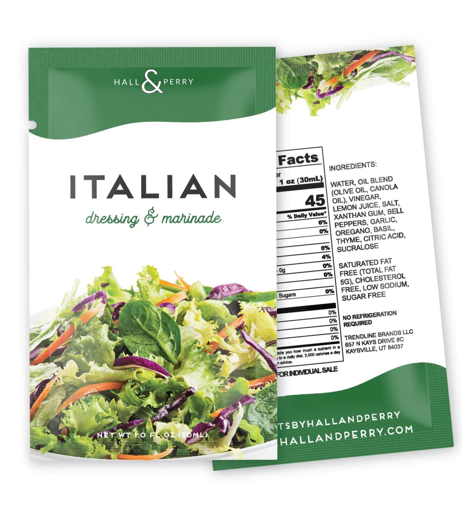 Hall & Perry Italian Flavor Salad Dressing Packets - 10 Pack, Low Calorie, Low Fat, Keto Friendly - 1 oz Each - Buy Online on GoSupps.com